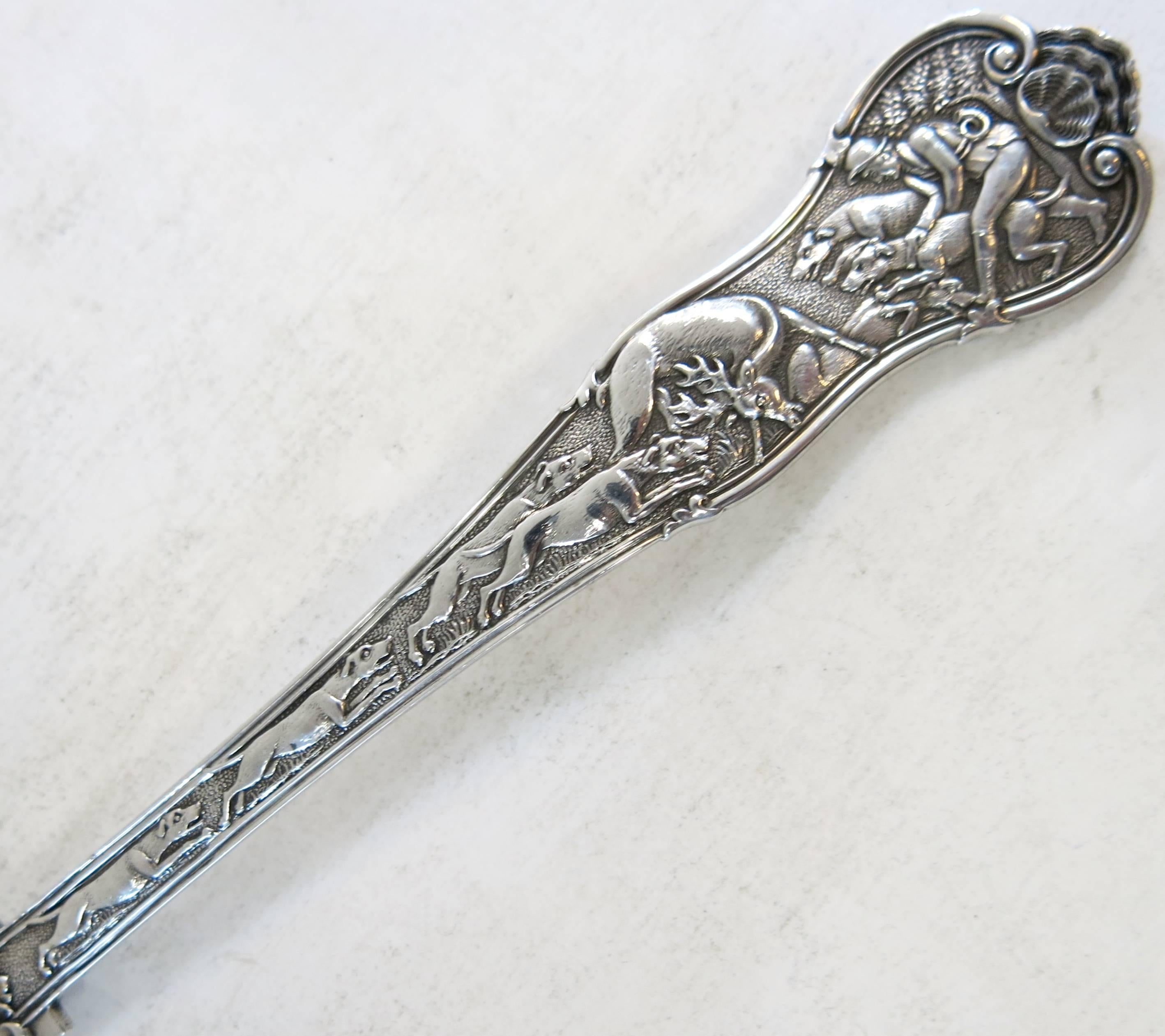 Stag Hunt, Antique Sterling Silver Pierced Ladle, Very Rare, Hunt & Roskell 3