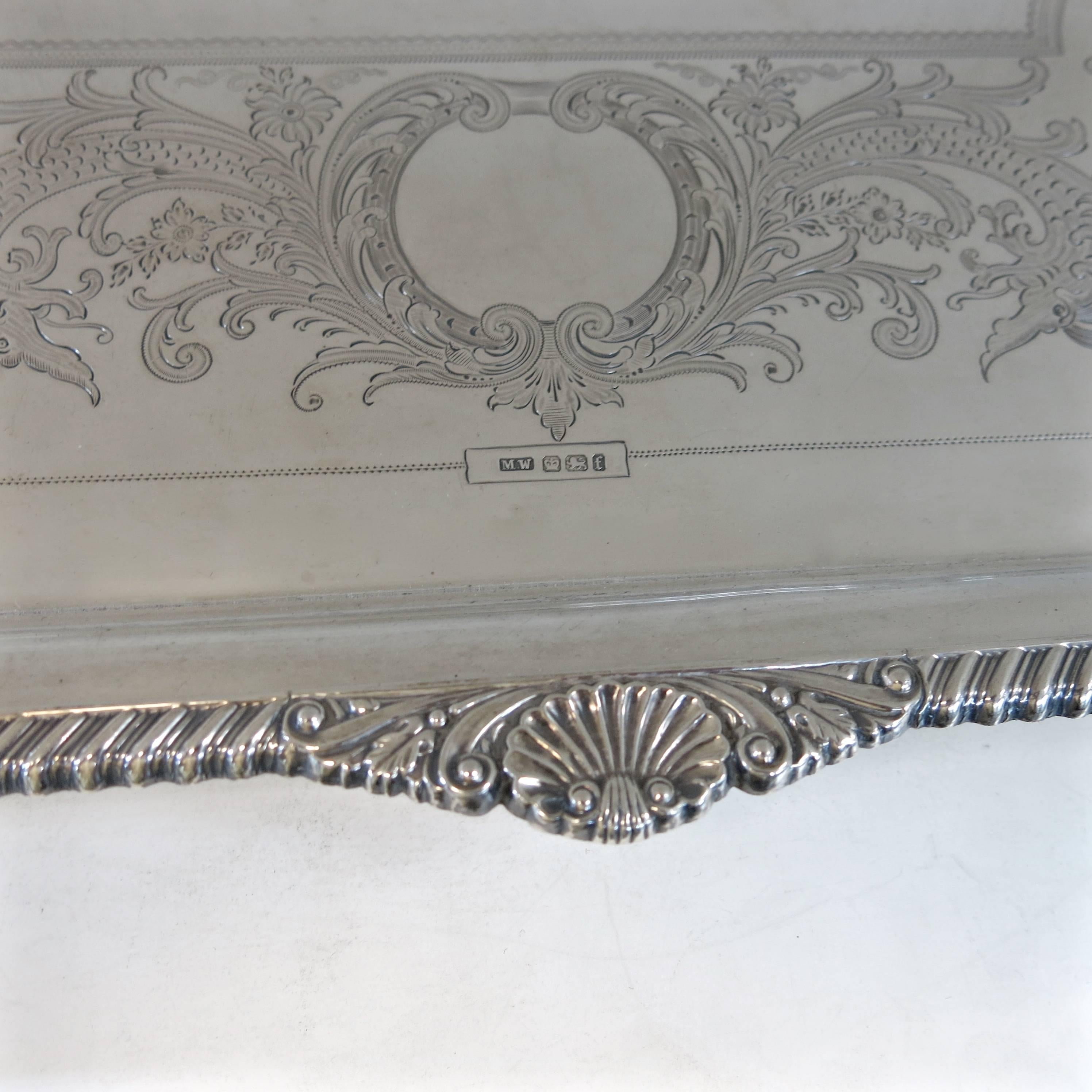 Antique Victorian, Sterling Silver Footed Tray, English In Good Condition For Sale In New York, NY