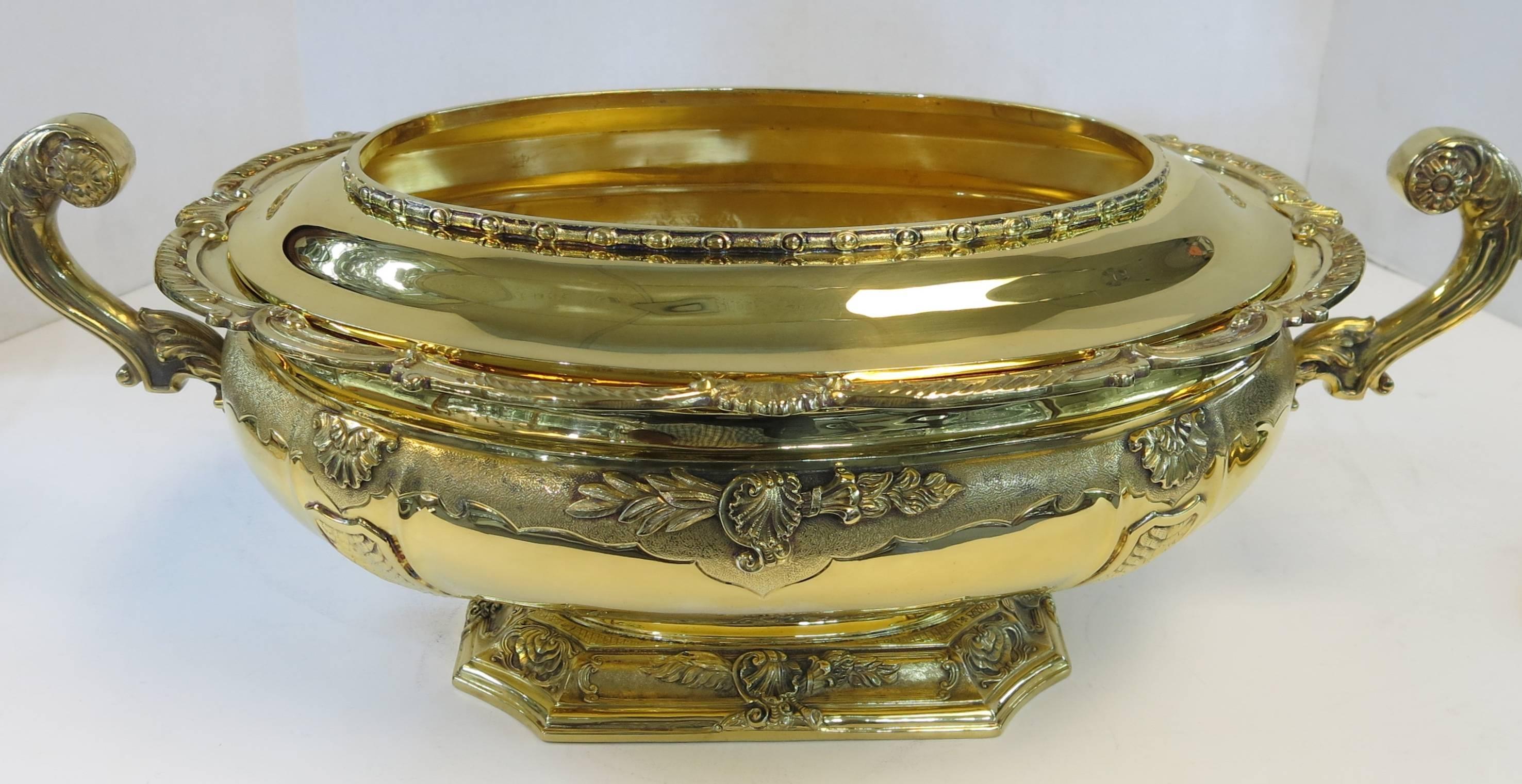 Unusual, Tiffany Sterling Silver Gilt Oval Jardinière or Cooler In Excellent Condition For Sale In New York, NY