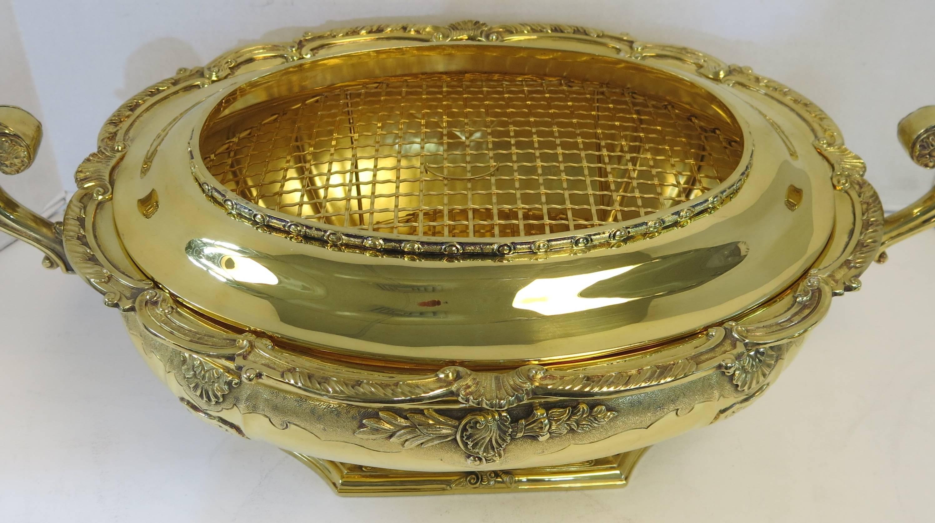 20th Century Unusual, Tiffany Sterling Silver Gilt Oval Jardinière or Cooler For Sale