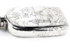 Art Nouveau Tiffany Sterling Silver Large Lap over Edge Golf Flask, circa 1909