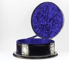 Sterling Silver Floral Vine Purple Velvet and Silk Tiara Diadem Crown Box