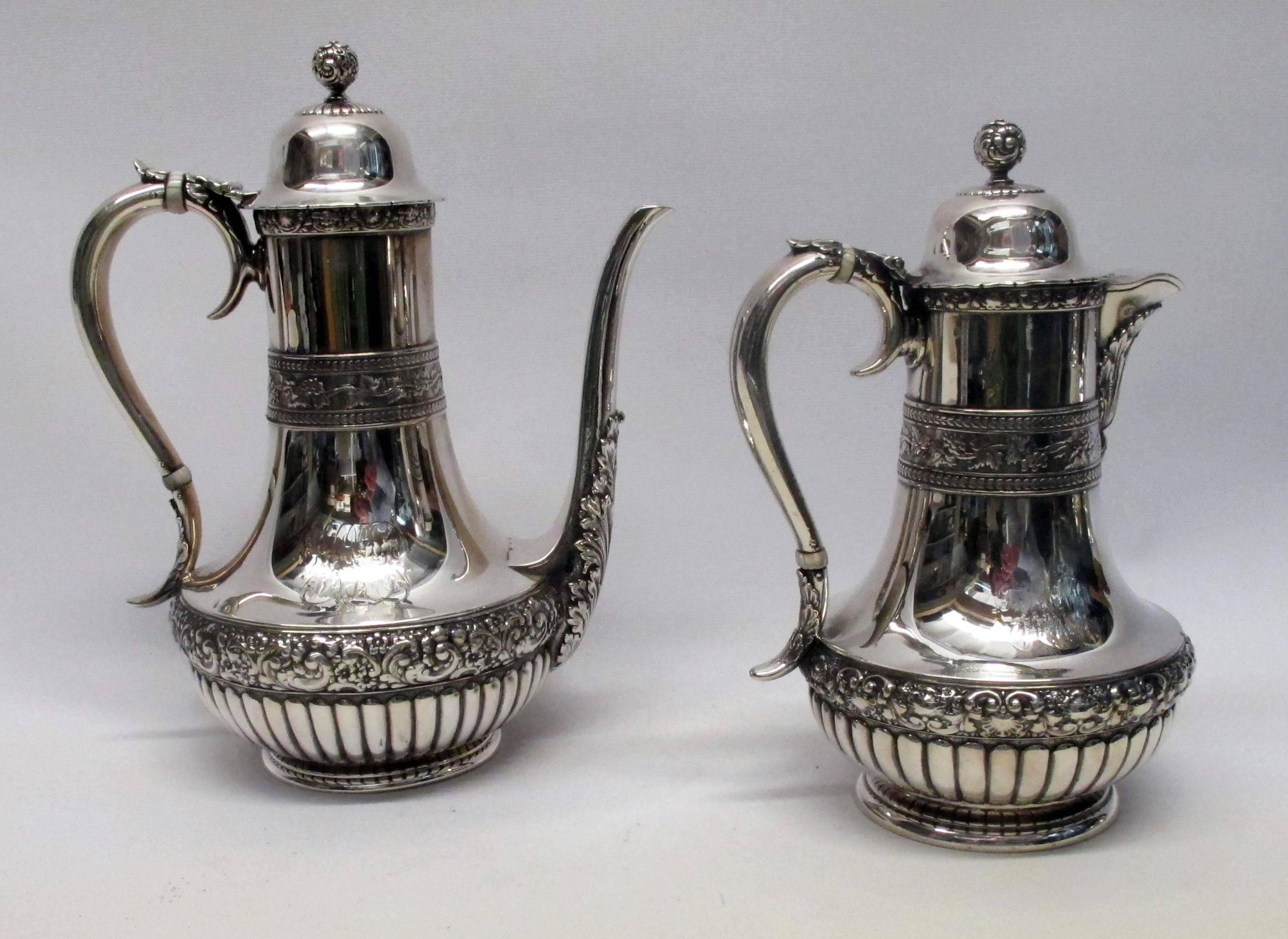 Tiffany & Co. Sterling Silver Six-Piece Tea and Coffee Service, circa 1870 In Excellent Condition For Sale In Santa Fe, NM