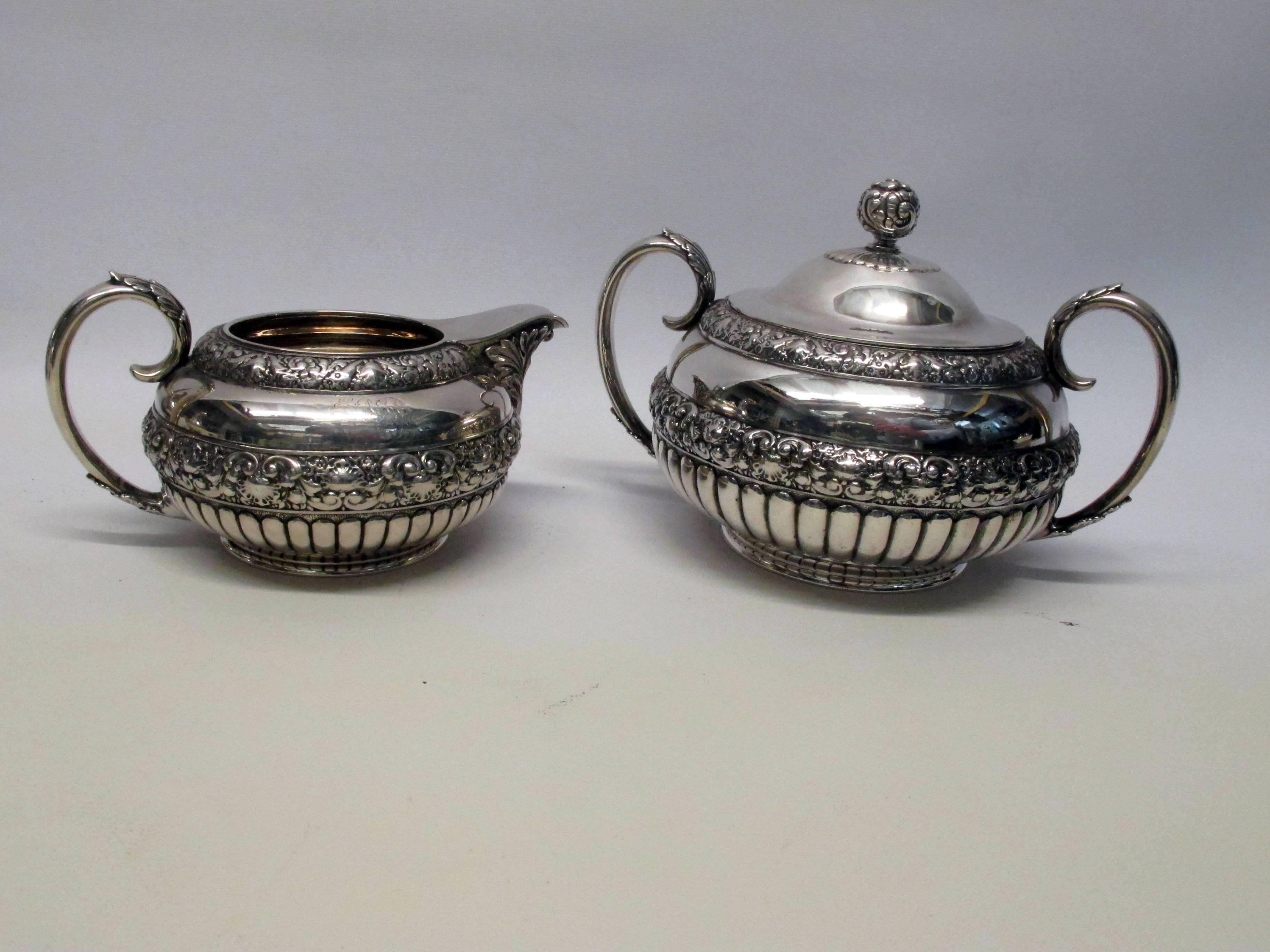 19th Century Tiffany & Co. Sterling Silver Six-Piece Tea and Coffee Service, circa 1870 For Sale