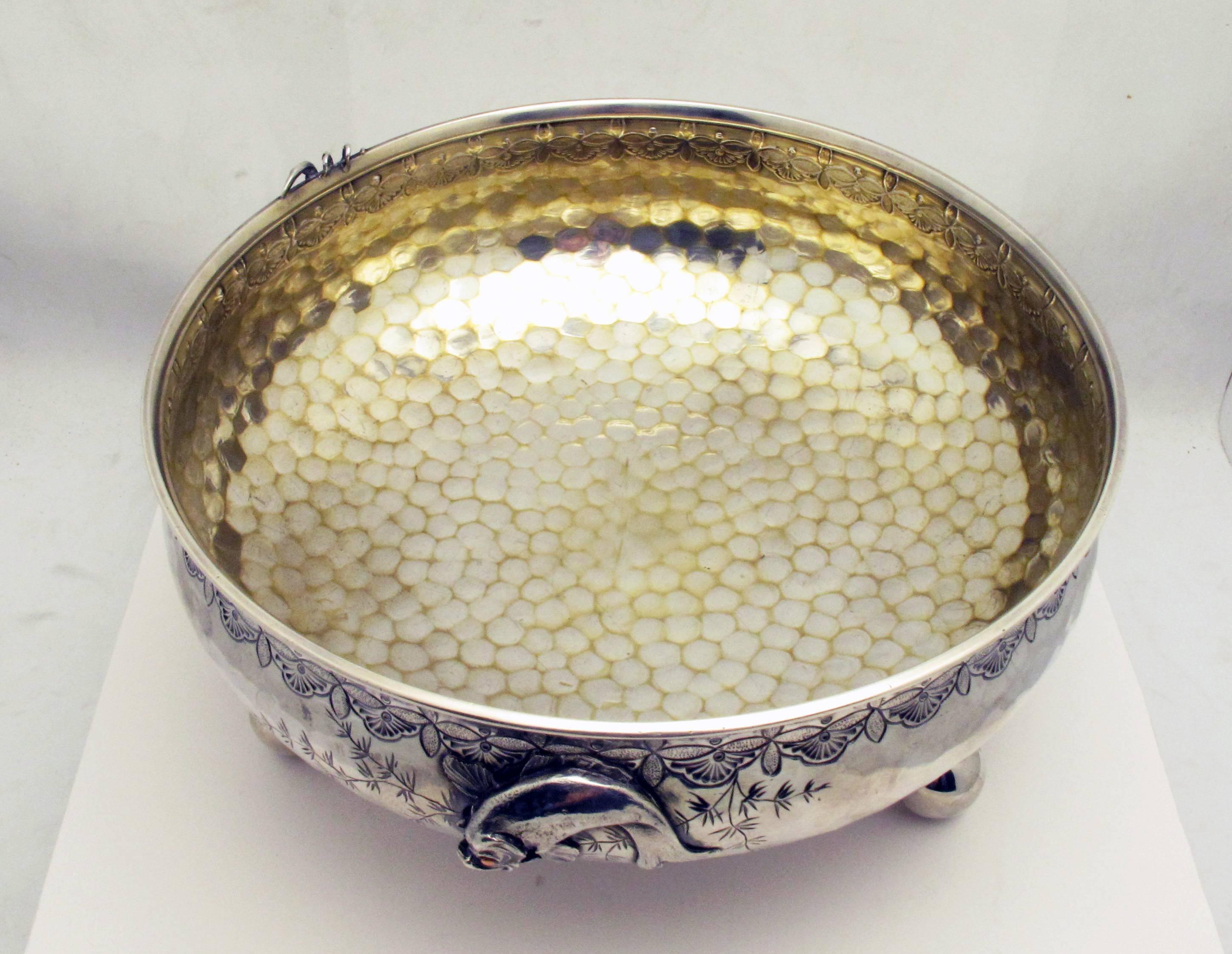 19th Century Whiting Japanese Inspired Silver Footed Bowl In Excellent Condition In Santa Fe, NM