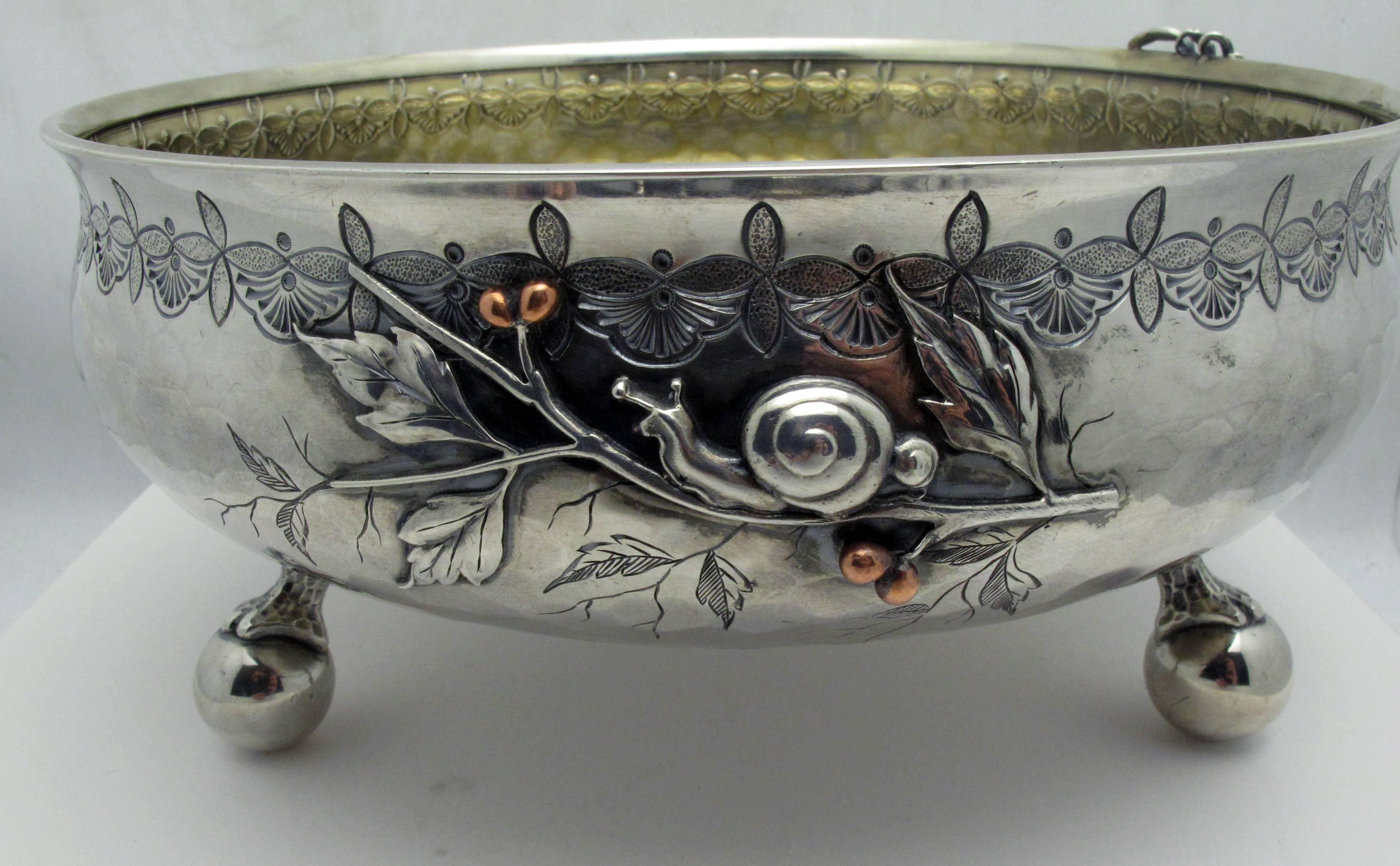 Sterling Silver 19th Century Whiting Japanese Inspired Silver Footed Bowl