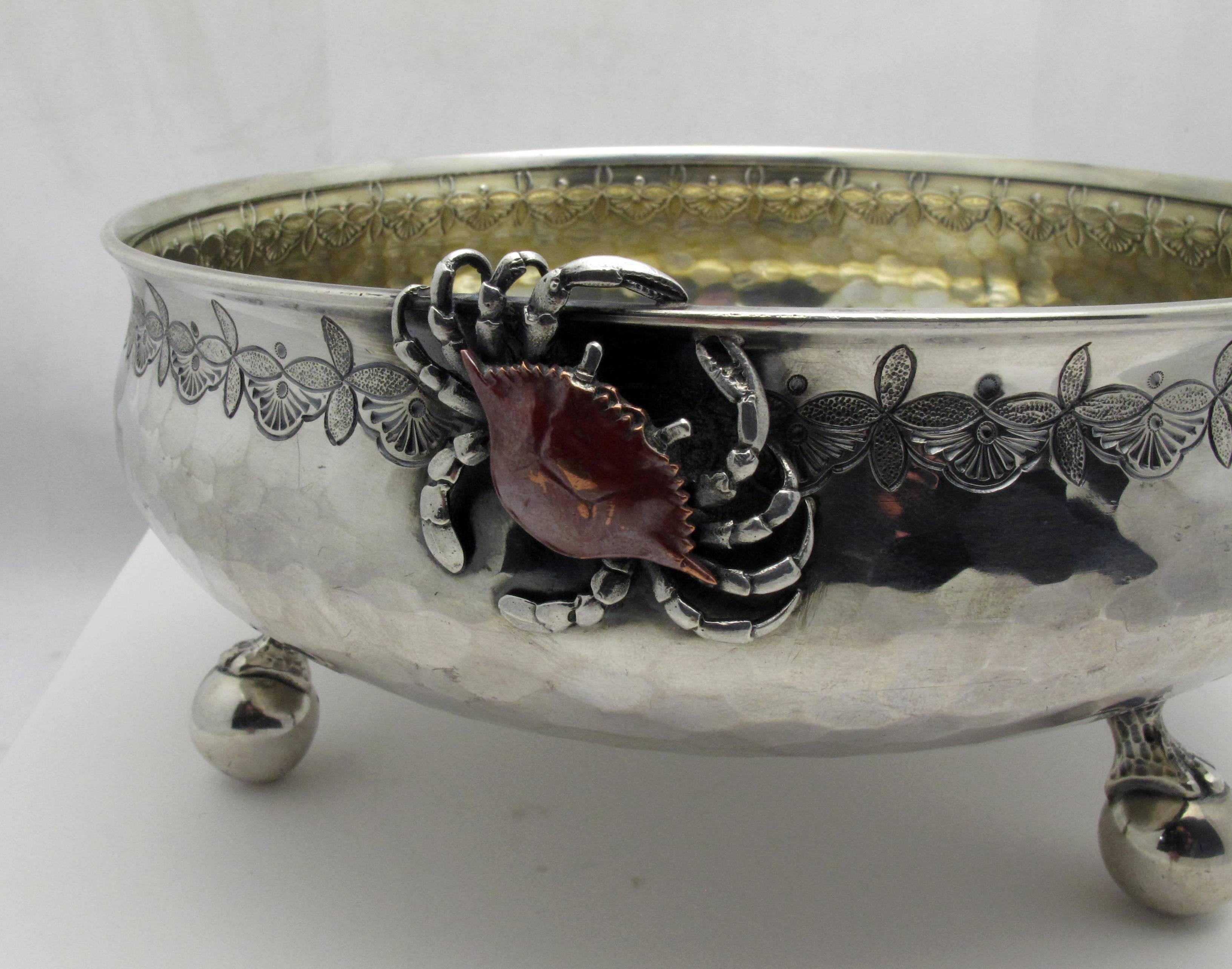 19th Century Whiting Japanese Inspired Silver Footed Bowl 1