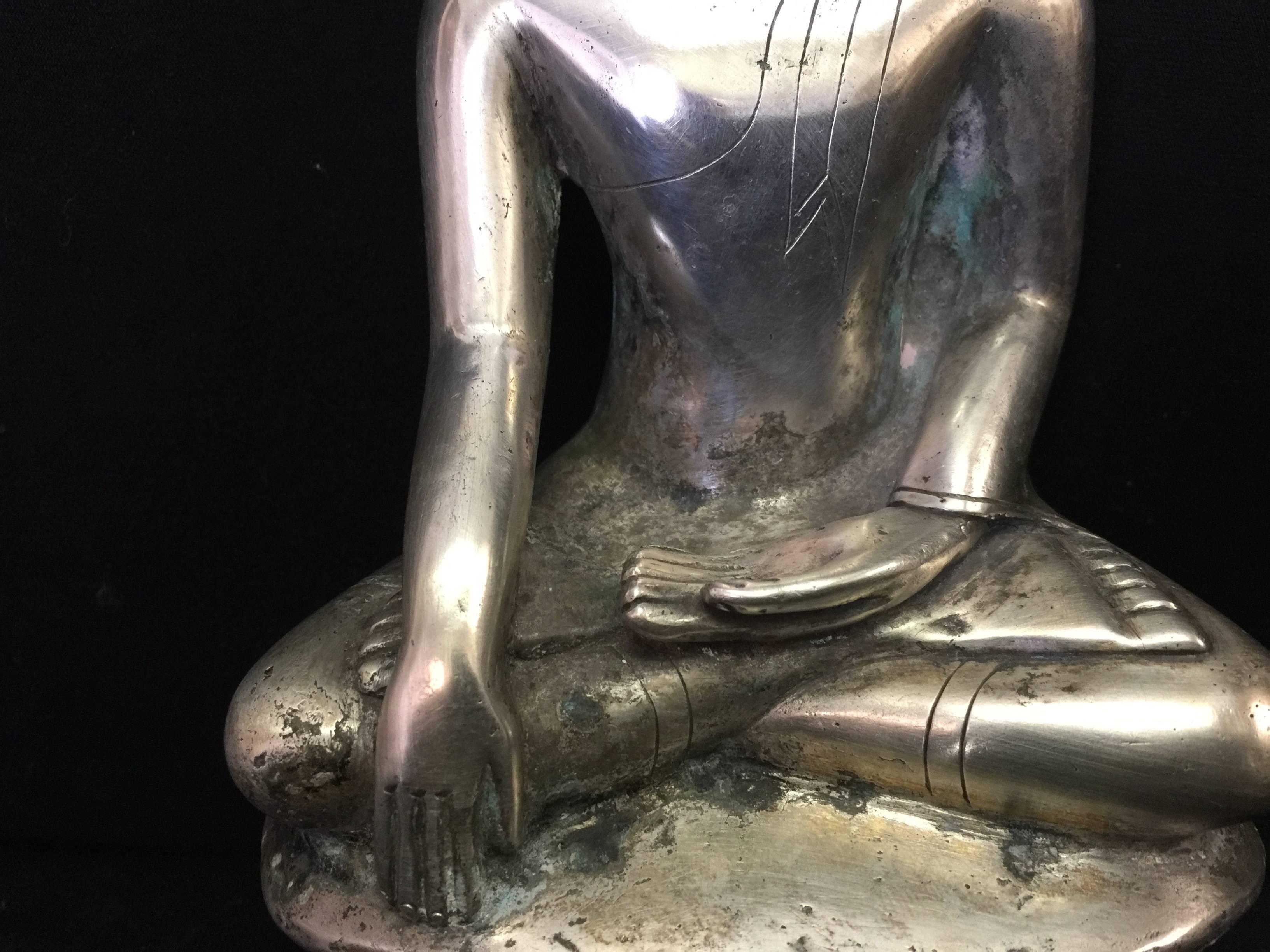 Hand-Crafted Silver Buddha, 19th Century For Sale