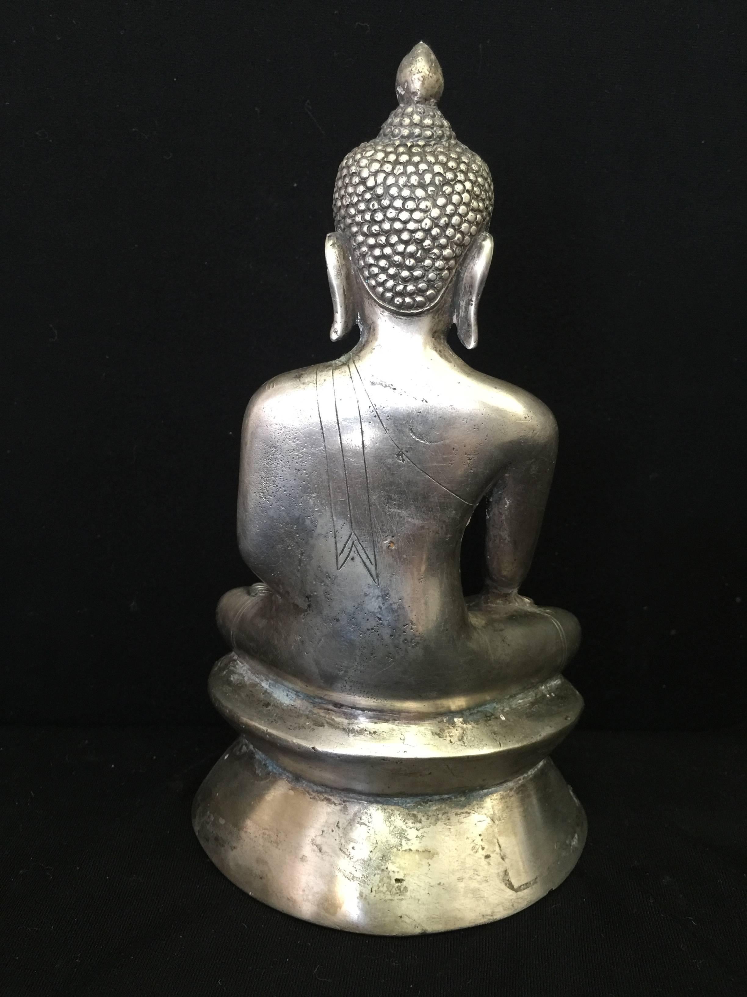 Silver Buddha, 19th Century In Good Condition For Sale In Odense SV, DK