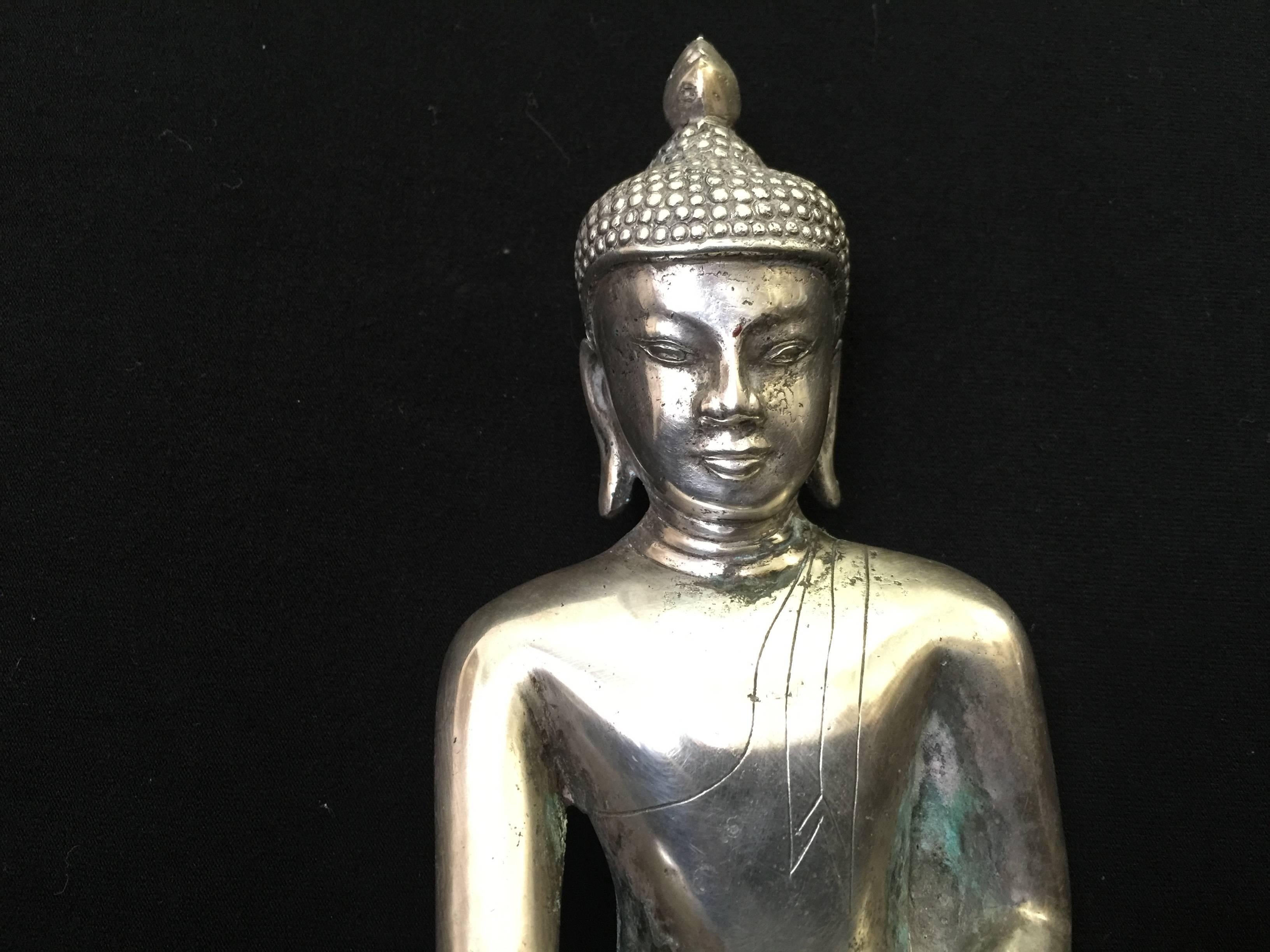 Silver Buddha, 19th Century For Sale 1