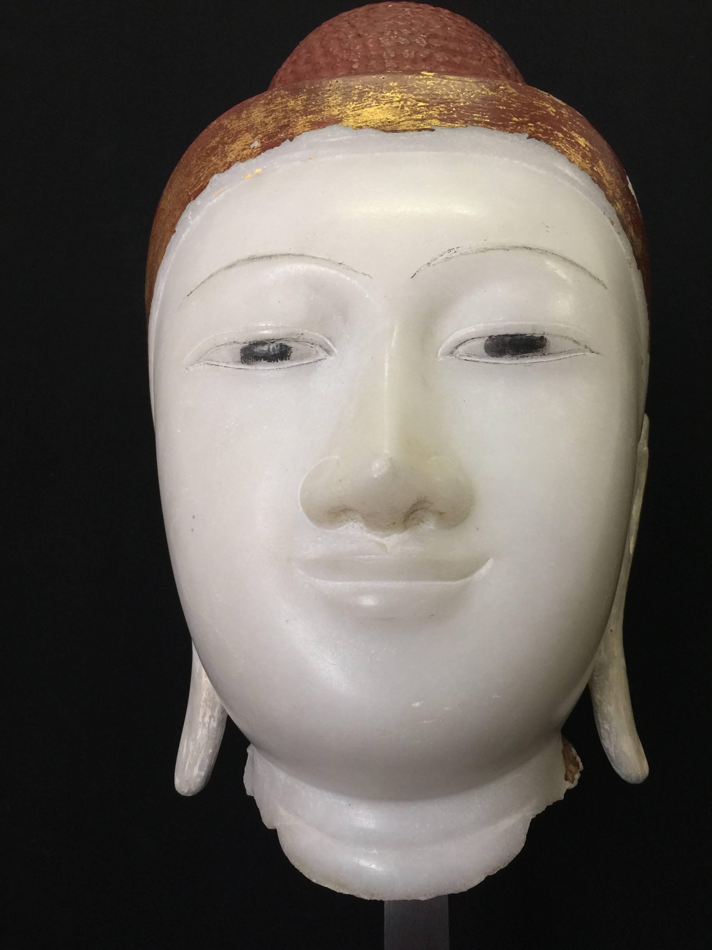 Burmese Mandalay Buddha Head, 19th Century For Sale