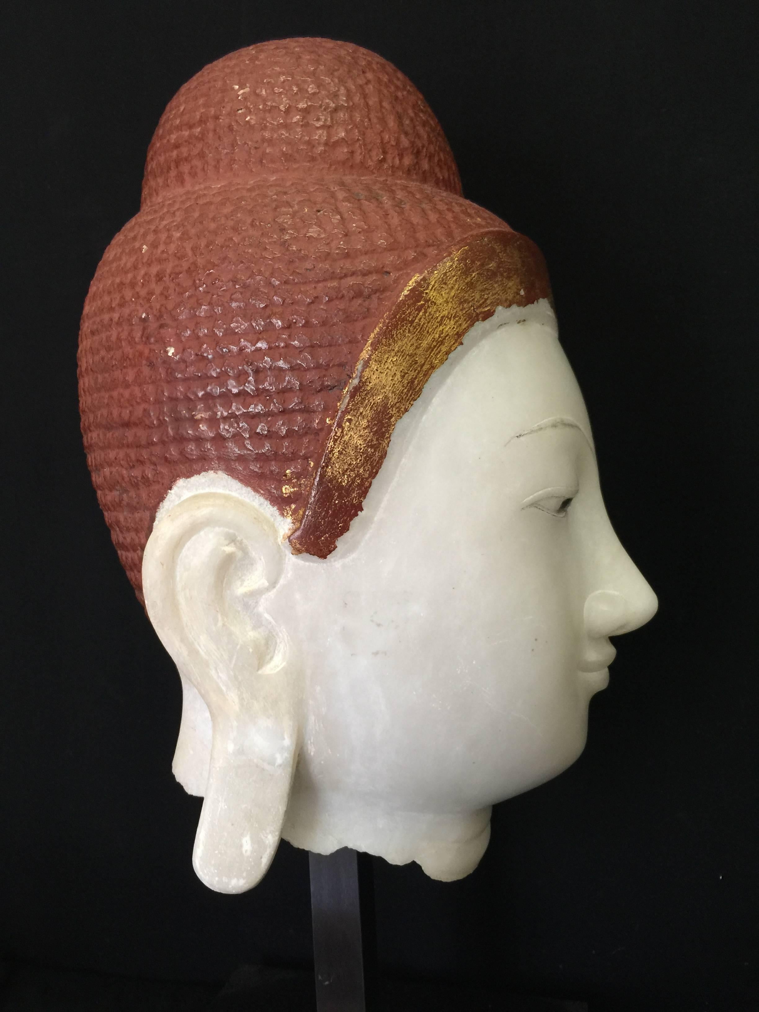 Mandalay Buddha Head, 19th Century In Good Condition For Sale In Odense SV, DK