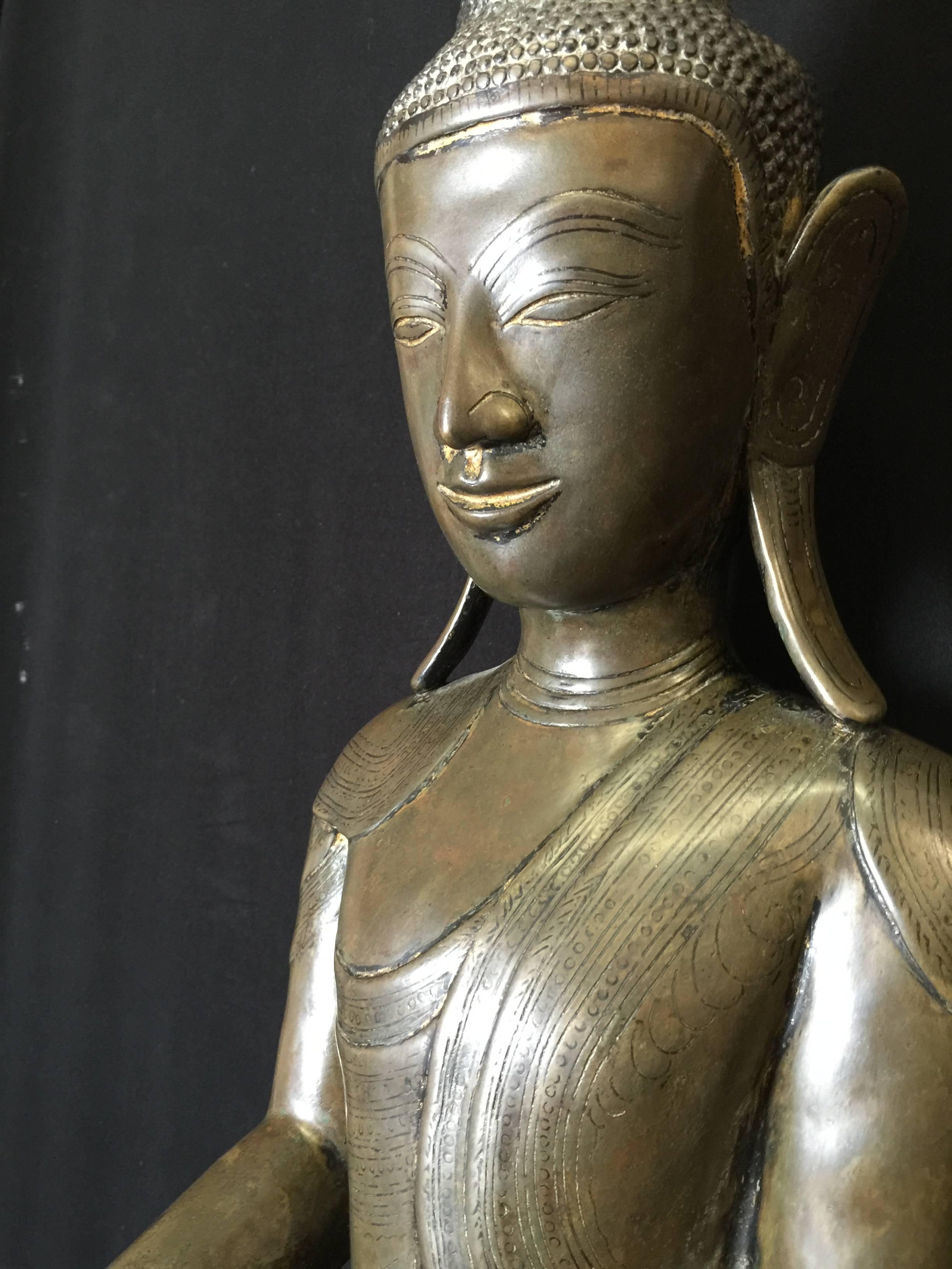 Arts and Crafts Large Bronze Buddha, 17th-18th Century