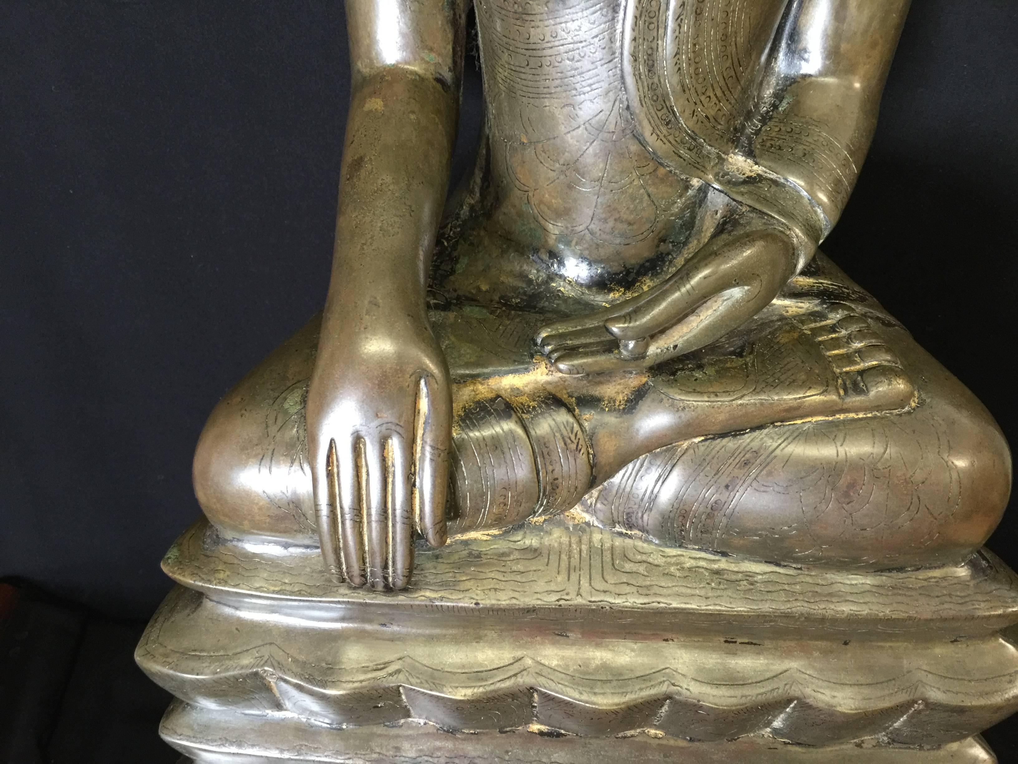 17th Century Large Bronze Buddha, 17th-18th Century