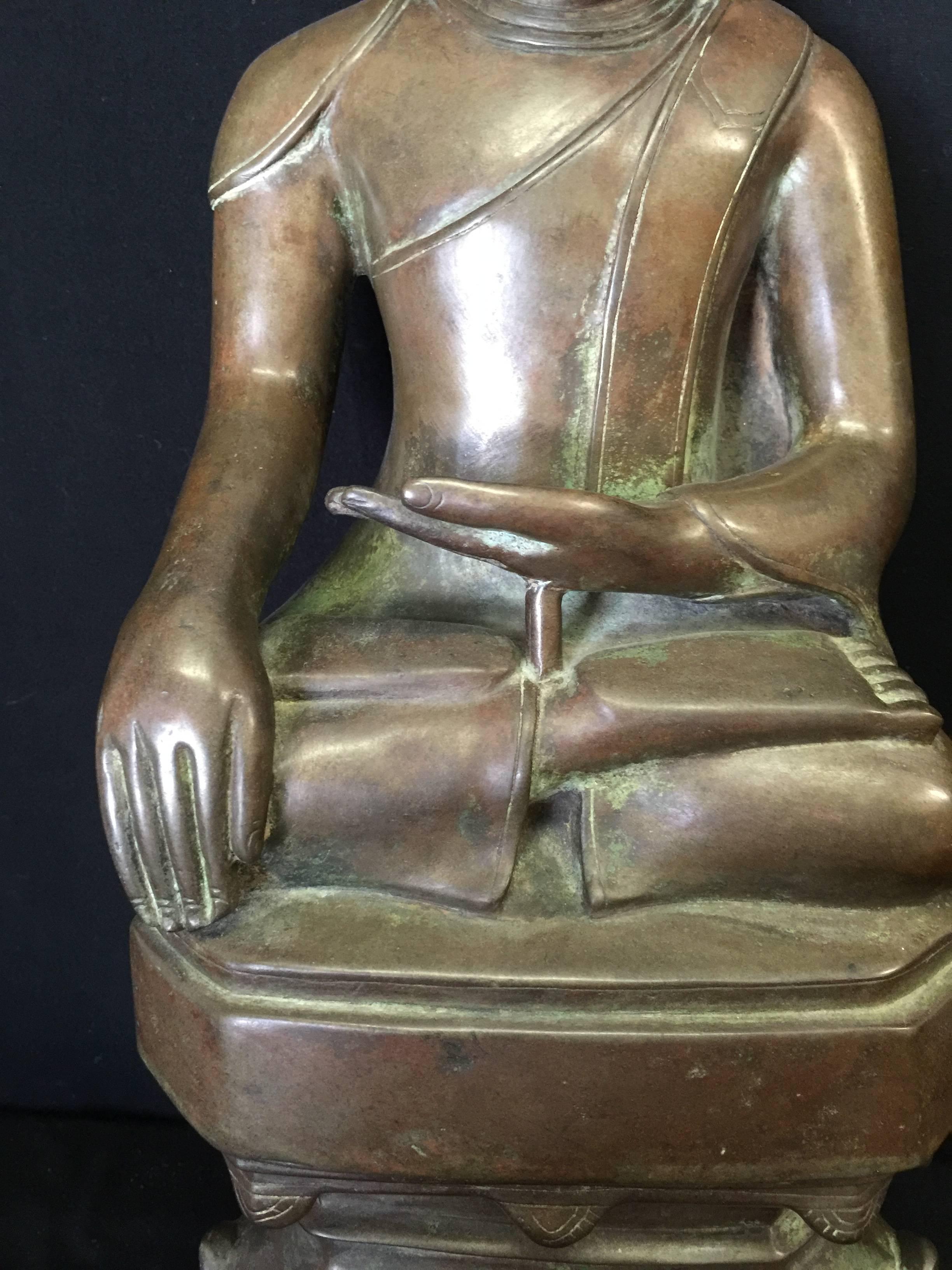 Burmese 19th Century Bronze Buddha For Sale