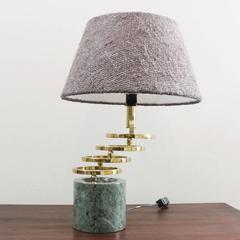 Italian 1970s Banci Firenze Green Marble and Brass Lamp