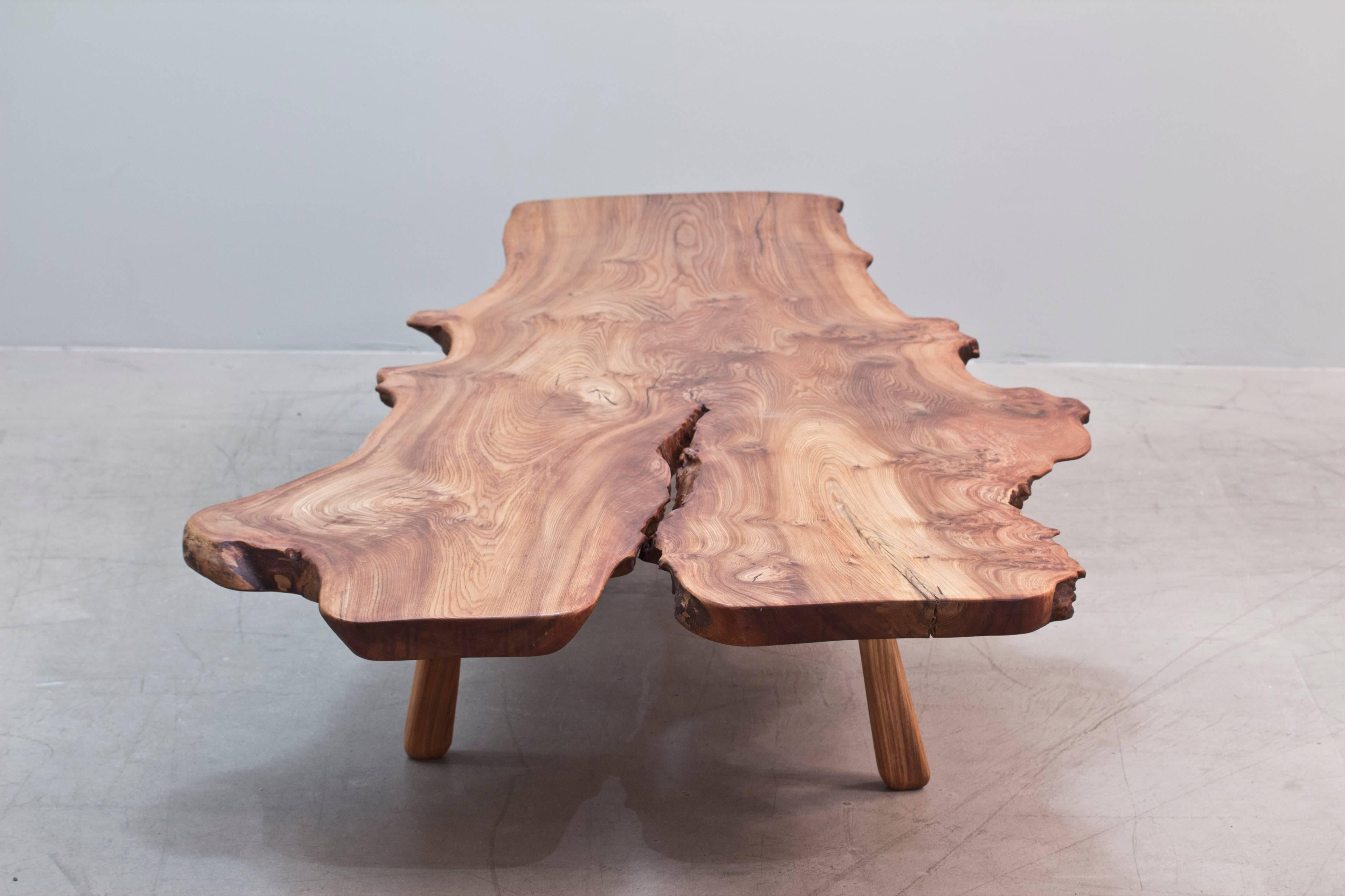 Elm tree root sofa table from Sweden. Beautiful natural finish with a organic shape makes this table one of a kind.