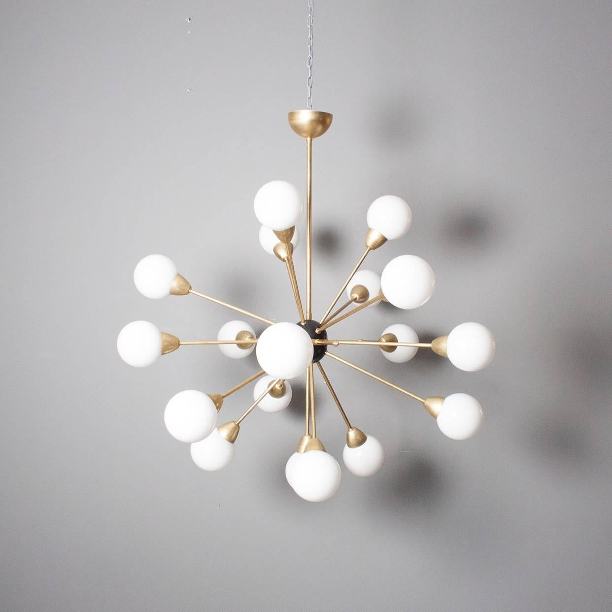 Swedish Oiled Brass with Black Centre Sputnik Chandelier For Sale