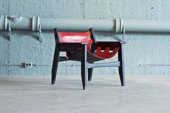 Sergio Rodrigues Red Leather 'Kilin' Lounge Chair