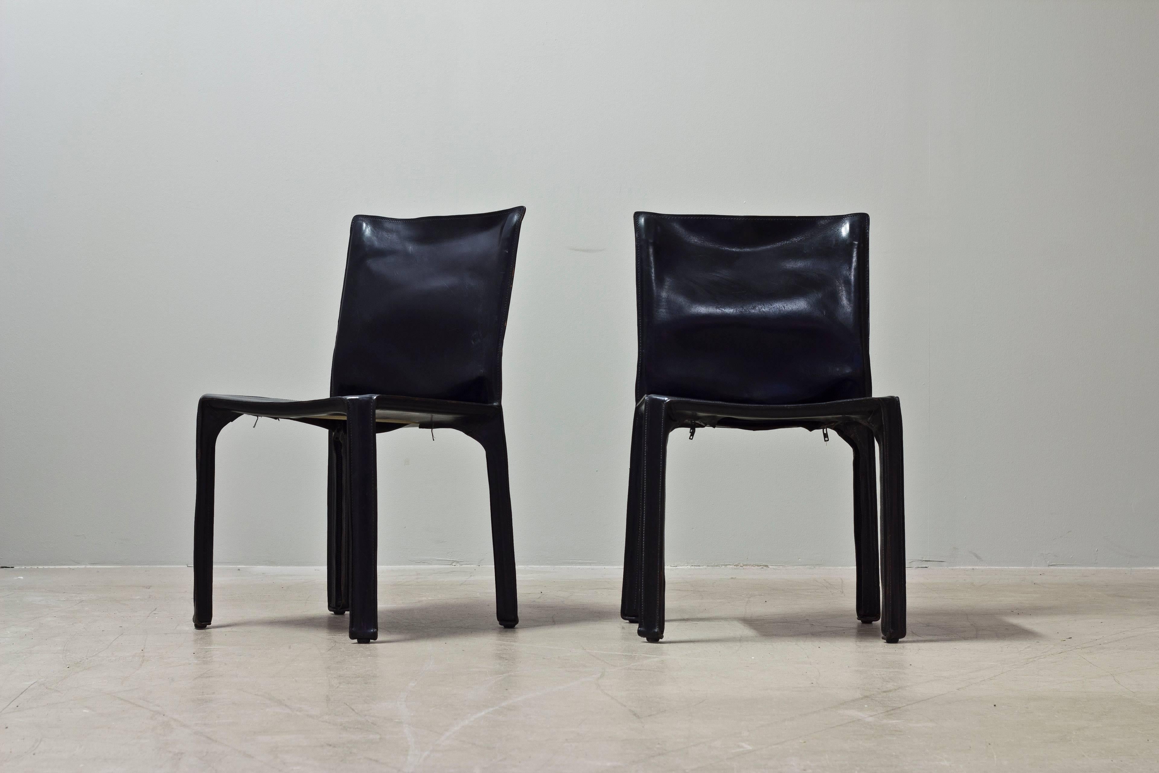 Set of Six Cab Chairs by Mario Bellini for Cassina In Good Condition In Stockholm, Sweden