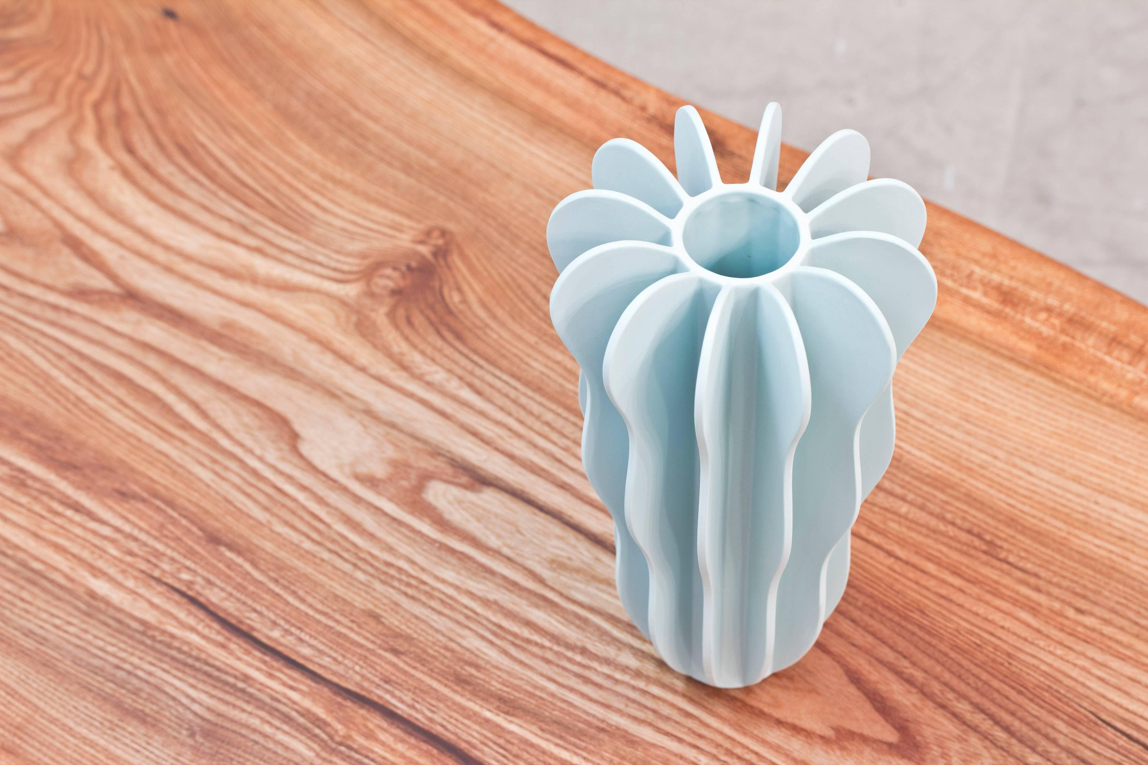 Pastell green and blue 'Cirrus' vase designed by Pia Törnell, manufactured by Rörstrand, Sweden, 1996.