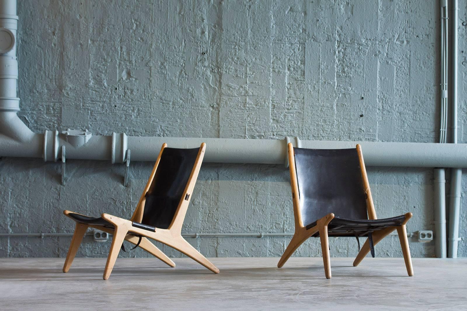 Leather 1950s Lounge Chairs by Uno & Osten Kristiansson For Sale