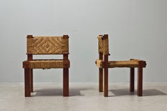 Pair of Wood and Rope Chairs by Adoux and Minet