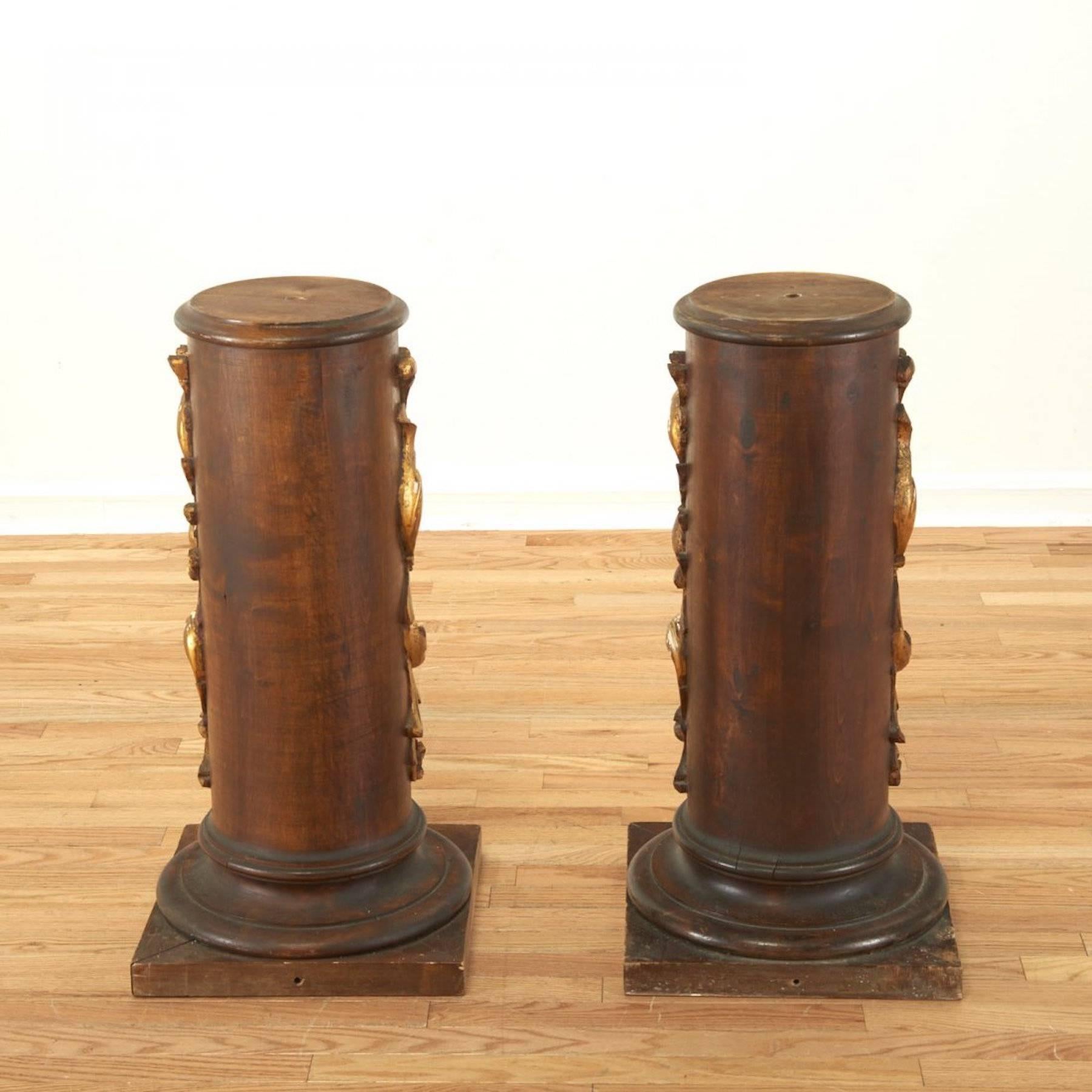 Pair of Diminutive Continental Carved Pedestals In Good Condition In Atlanta, GA