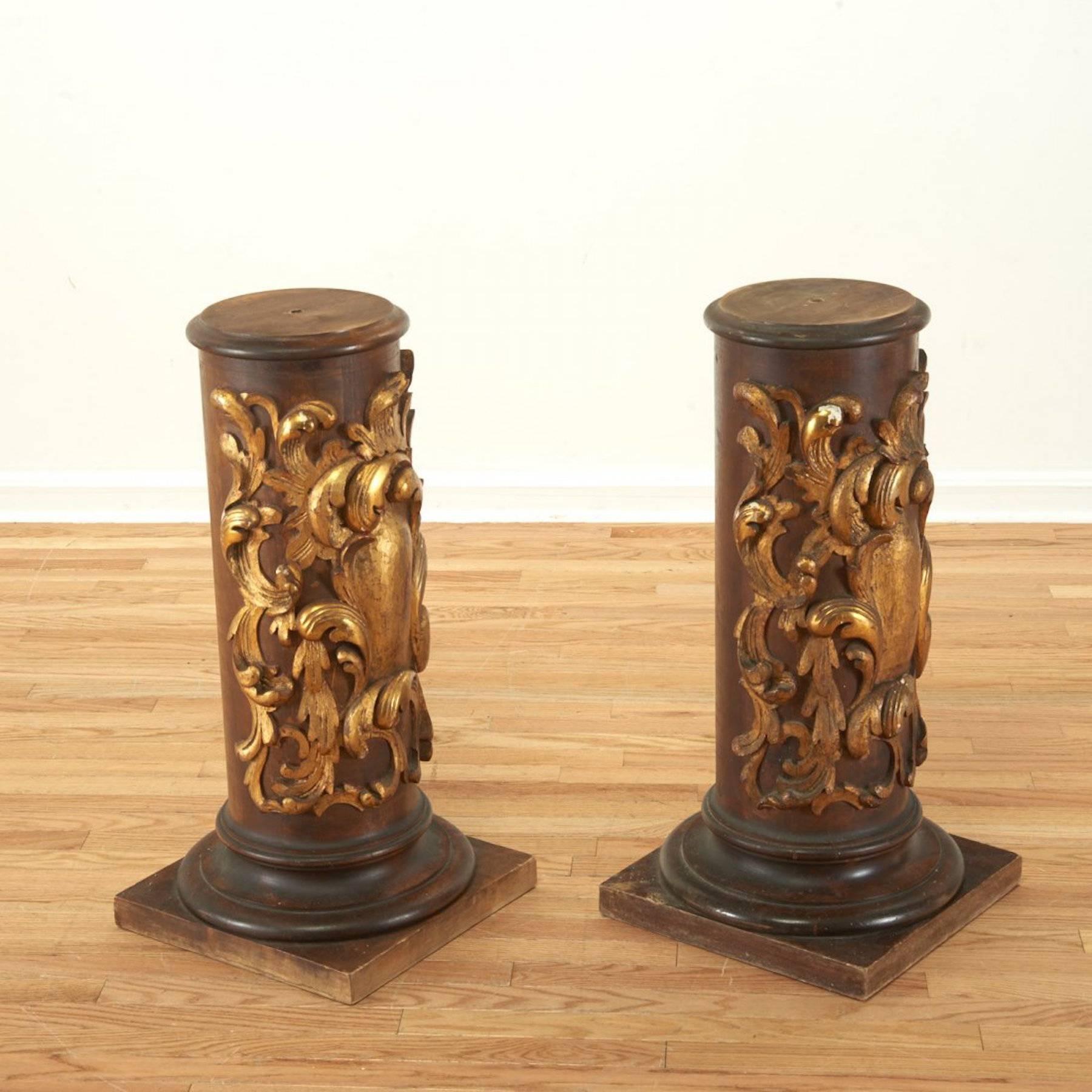 European Pair of Diminutive Continental Carved Pedestals