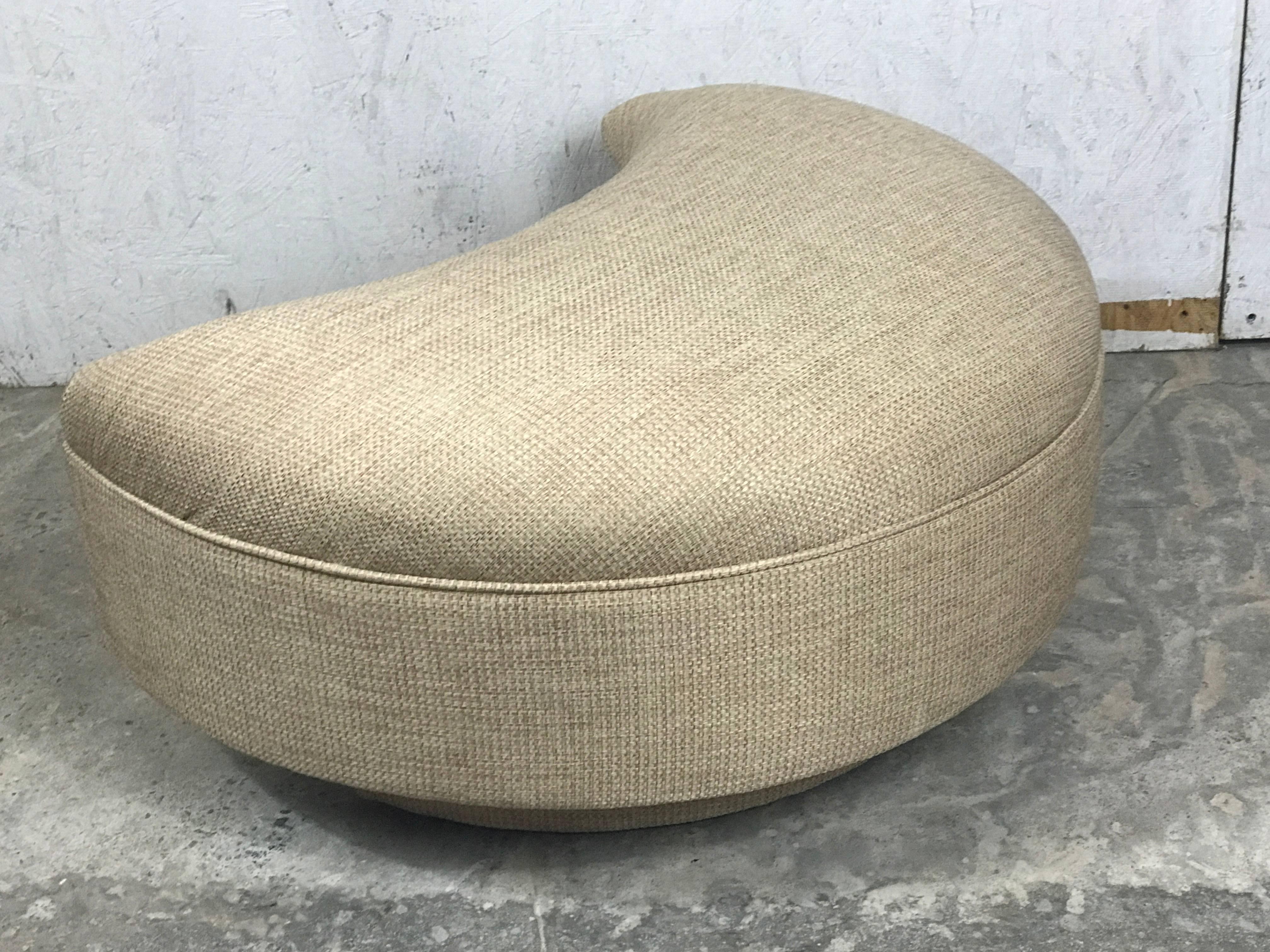 Late 20th Century Kagan Style Swivel Chair with Crescent Ottoman