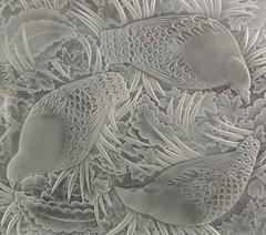 Large Lalique Tray with Quail in Landscape