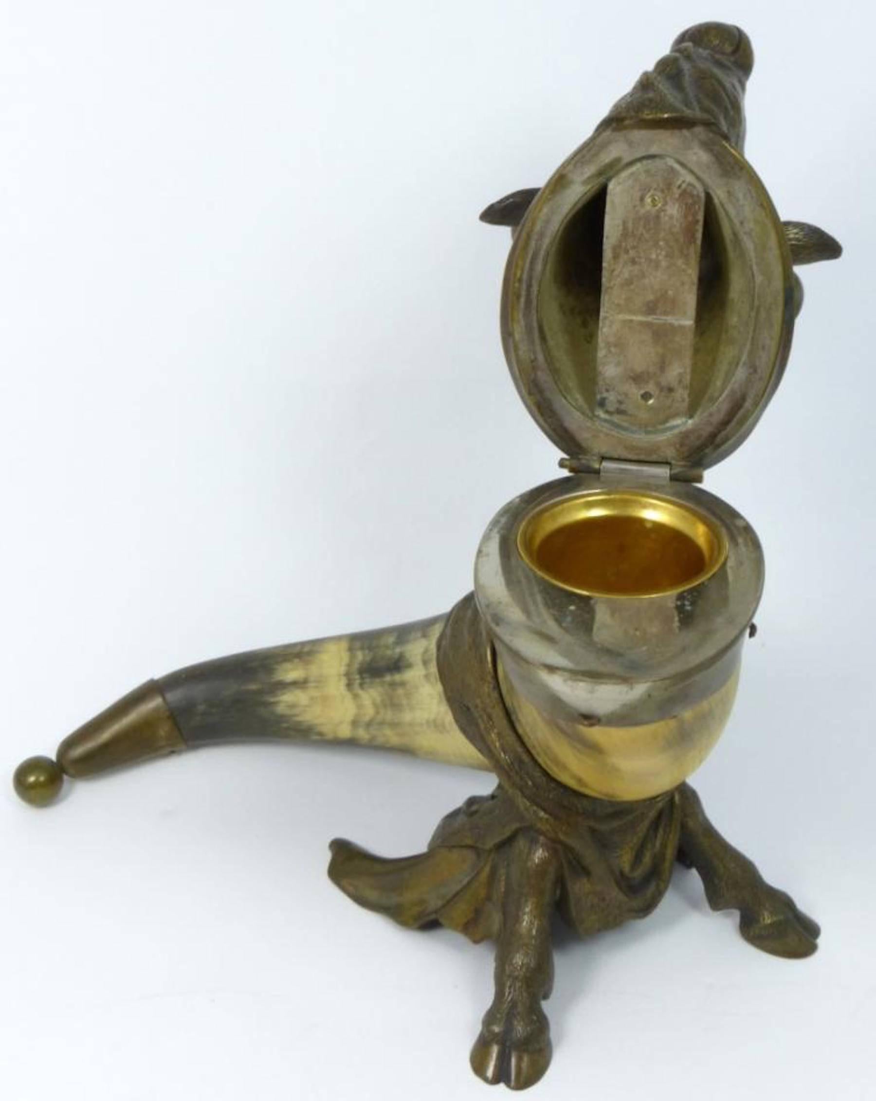 Viennese Bronze Table Snuff Mull or Inkwell as a Bull 2