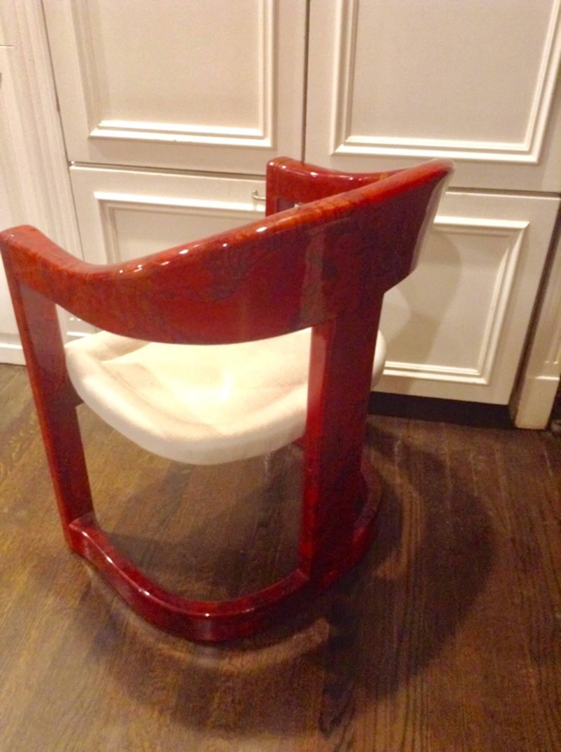 American Stunning Karl Springer Oaniss Chair, in Red Goatskin