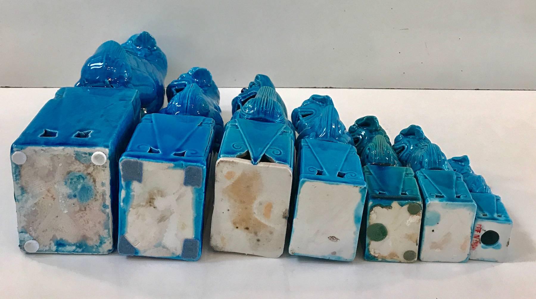 Collection of 14 Graduating Turquoise Chinese Export Foo Dogs 4