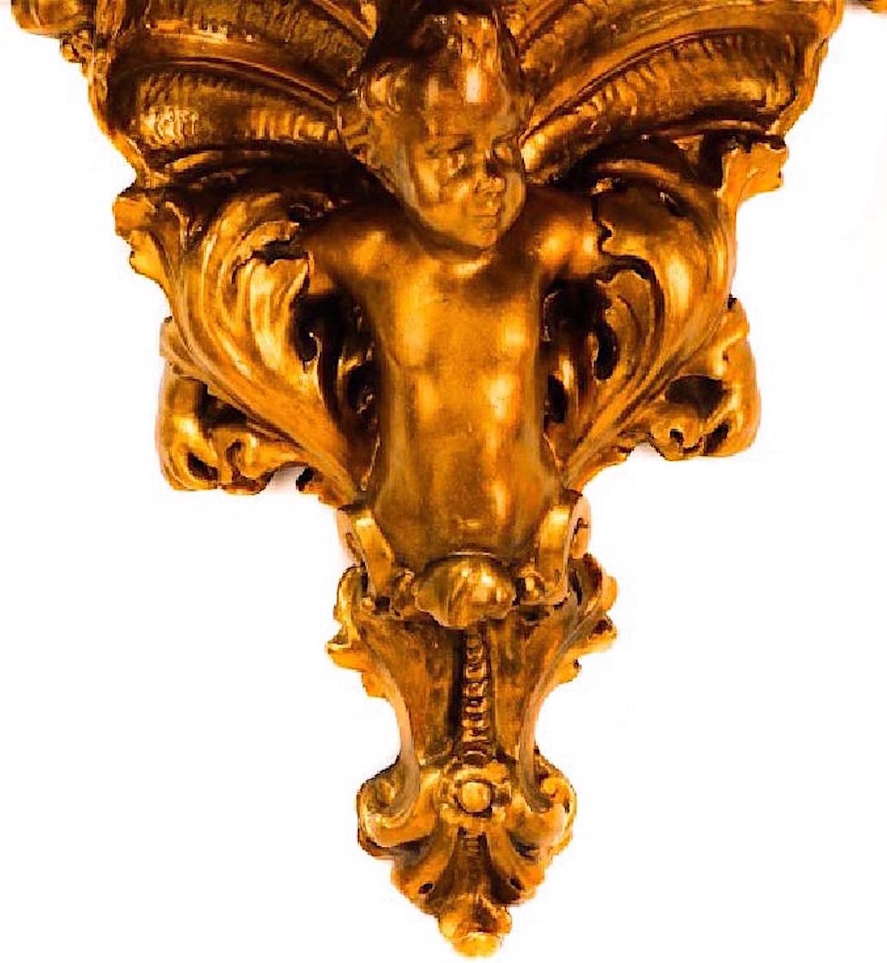 Italian Carved Giltwood Baroque Wall Bracket For Sale