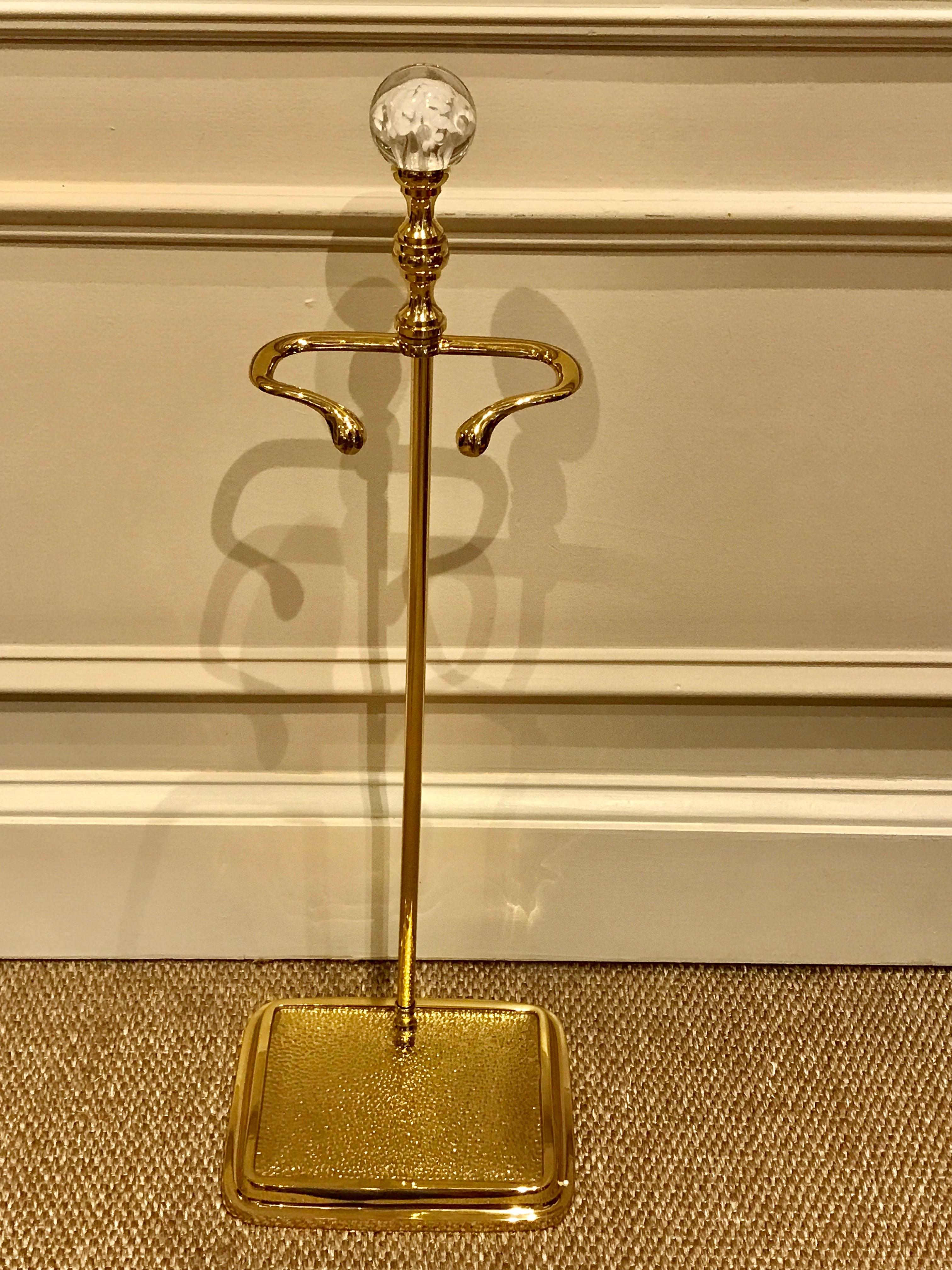 Midcentury Murano Style Glass & Brass Fireplace Tools In Excellent Condition For Sale In Atlanta, GA