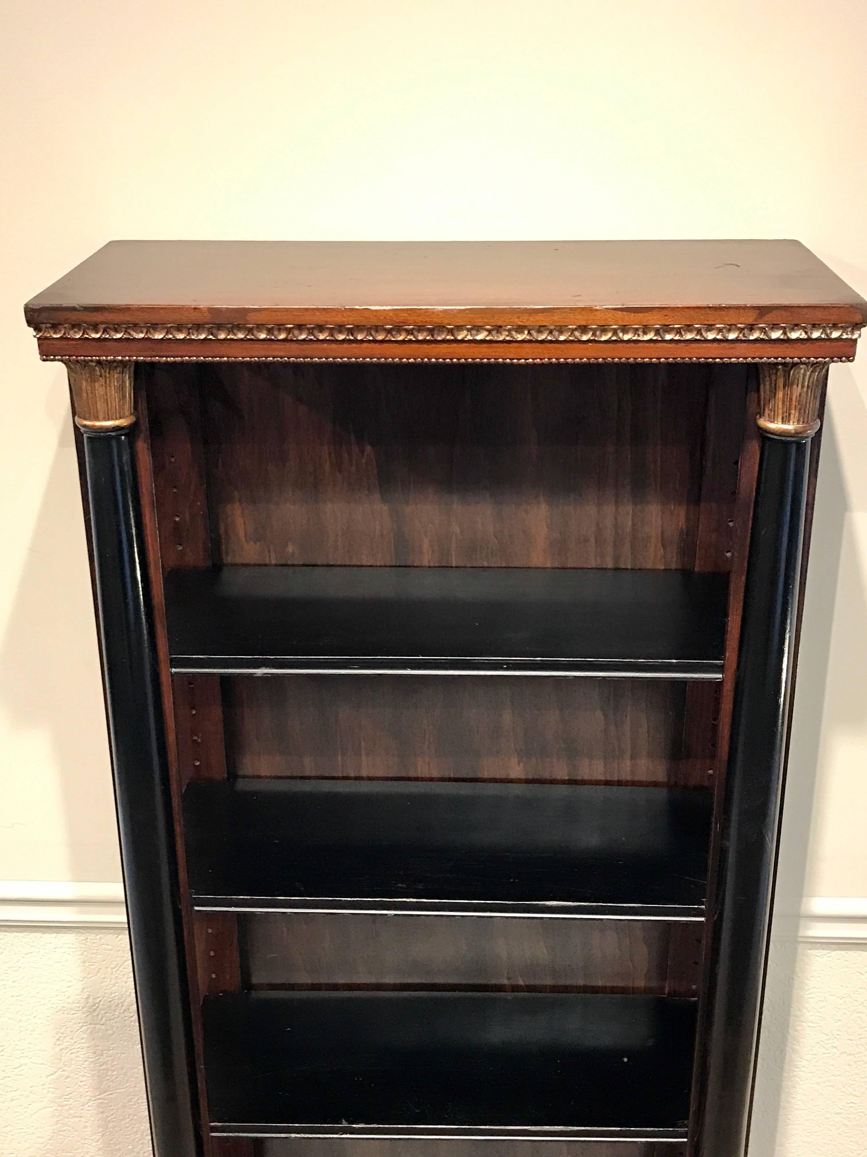 Wood Regency Style Carved Mahogany and Giltwood Bookcase