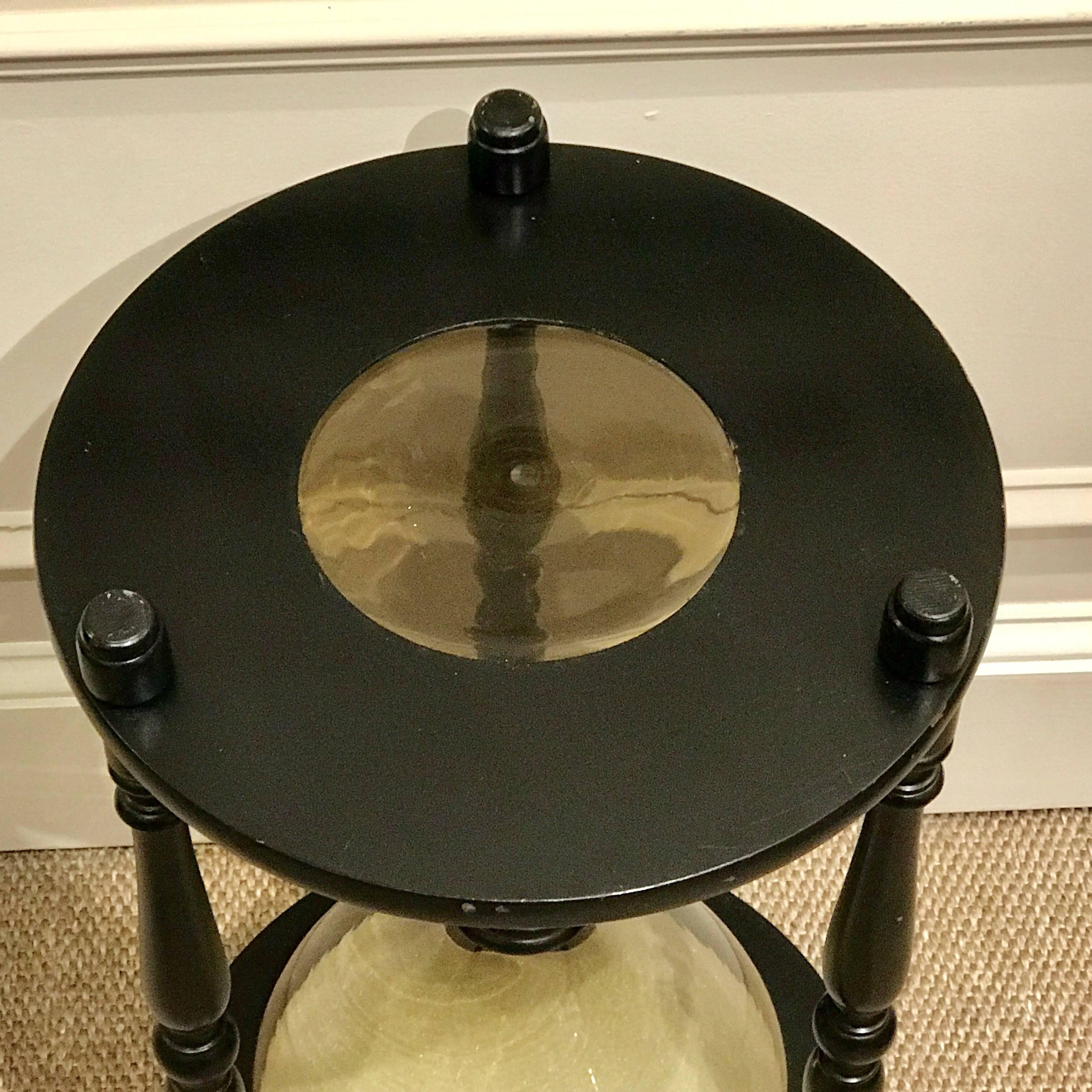 English Oversized Ebonized Hourglass Side Table