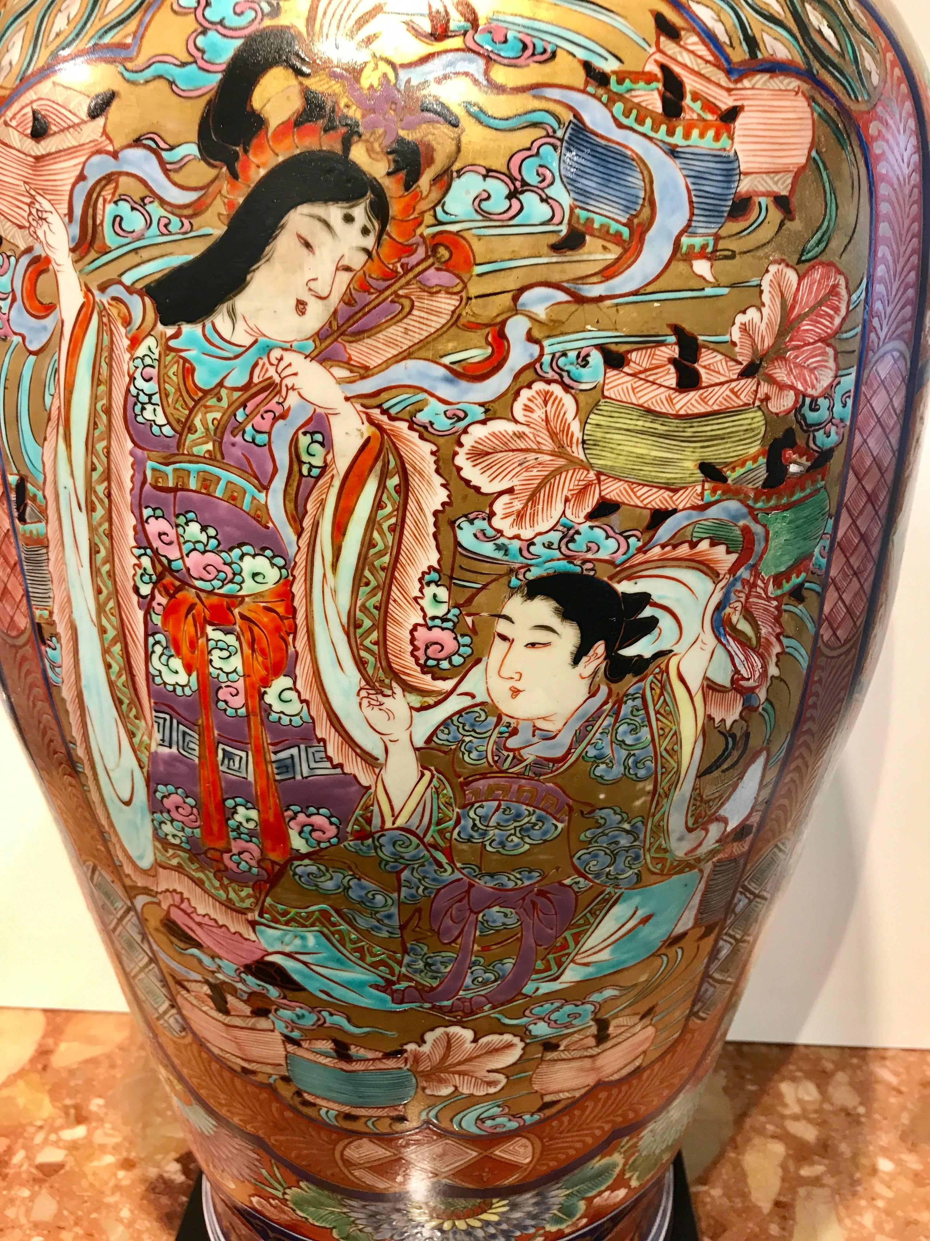 Fukagawa Imari Vase, Now as a Lamp In Good Condition For Sale In Atlanta, GA