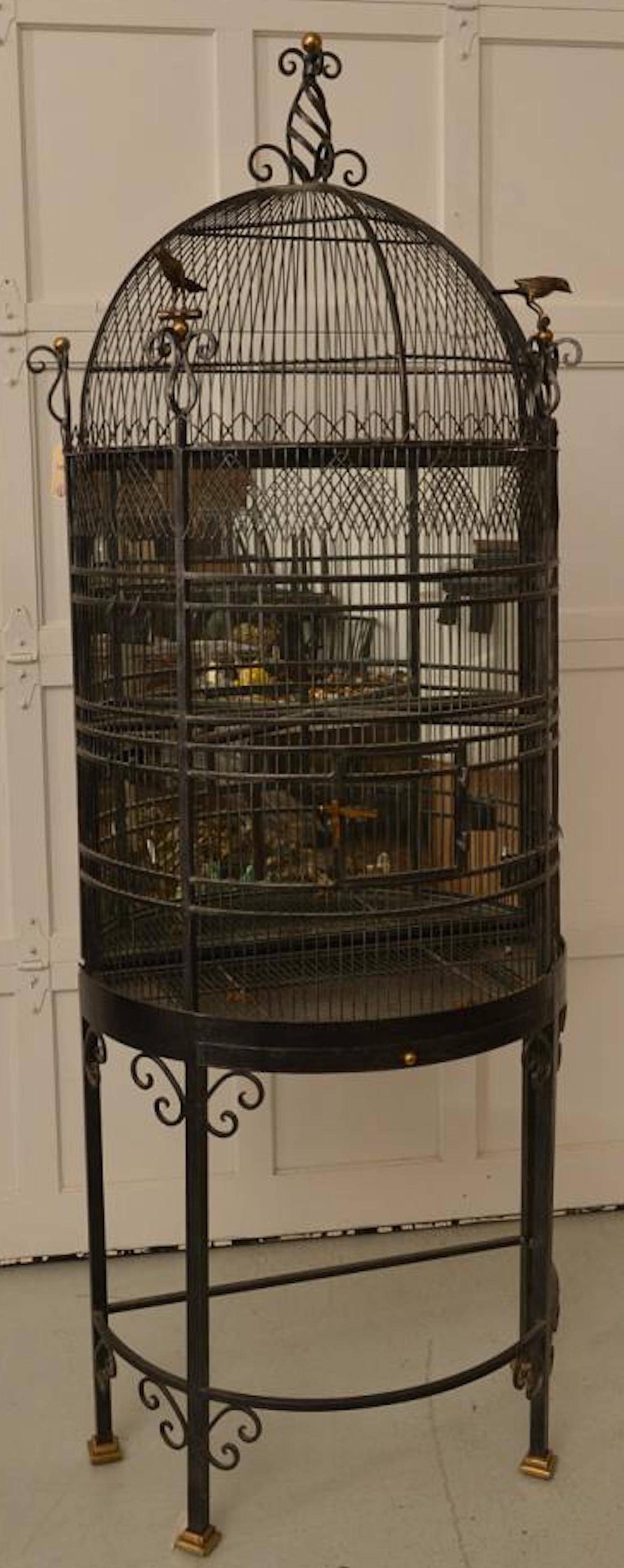 Victorian Elaborate Brass and Iron Figural Bird Cage by Maitland-Smith