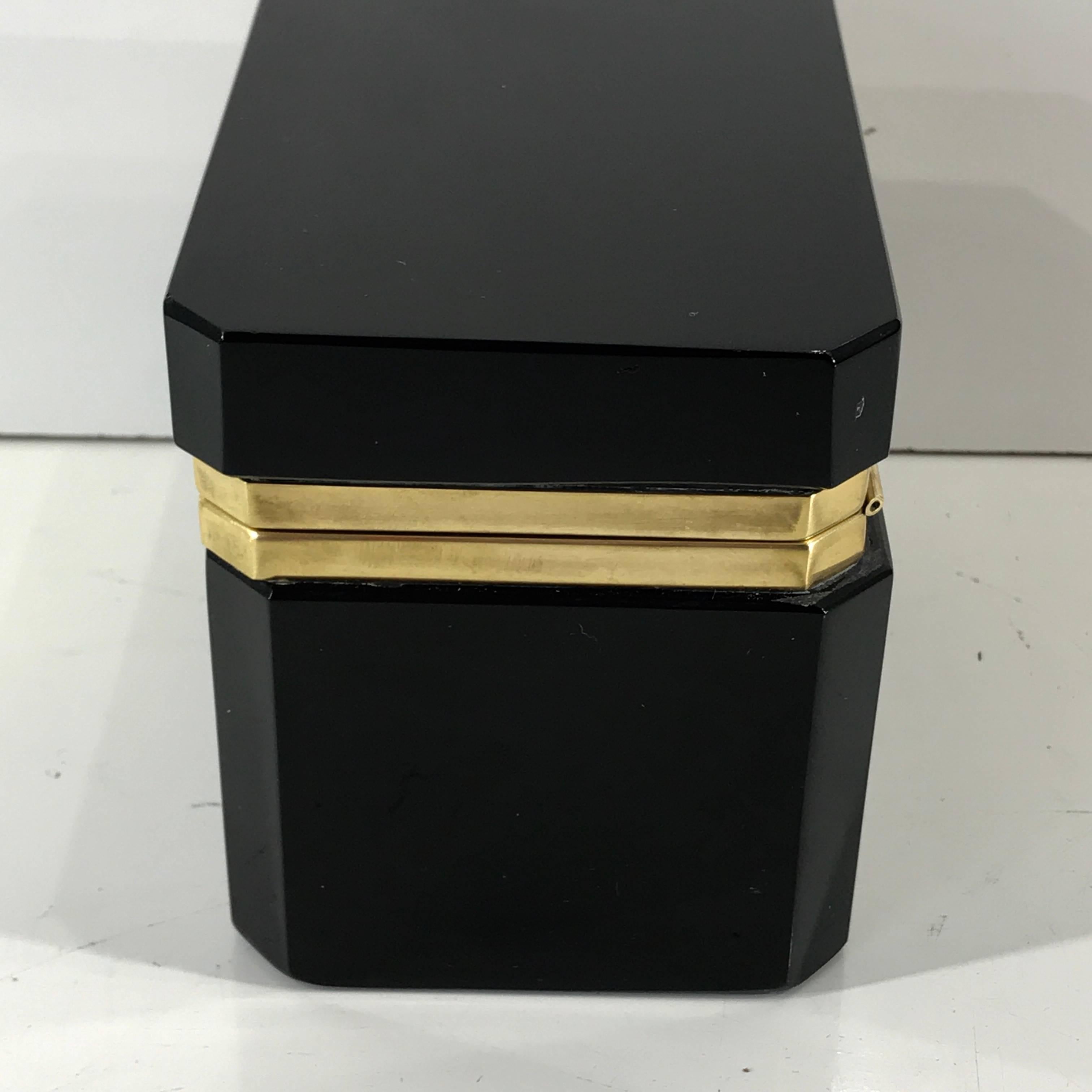 20th Century Fine Black Opaline Bronze-Mounted Table Box, with Key For Sale