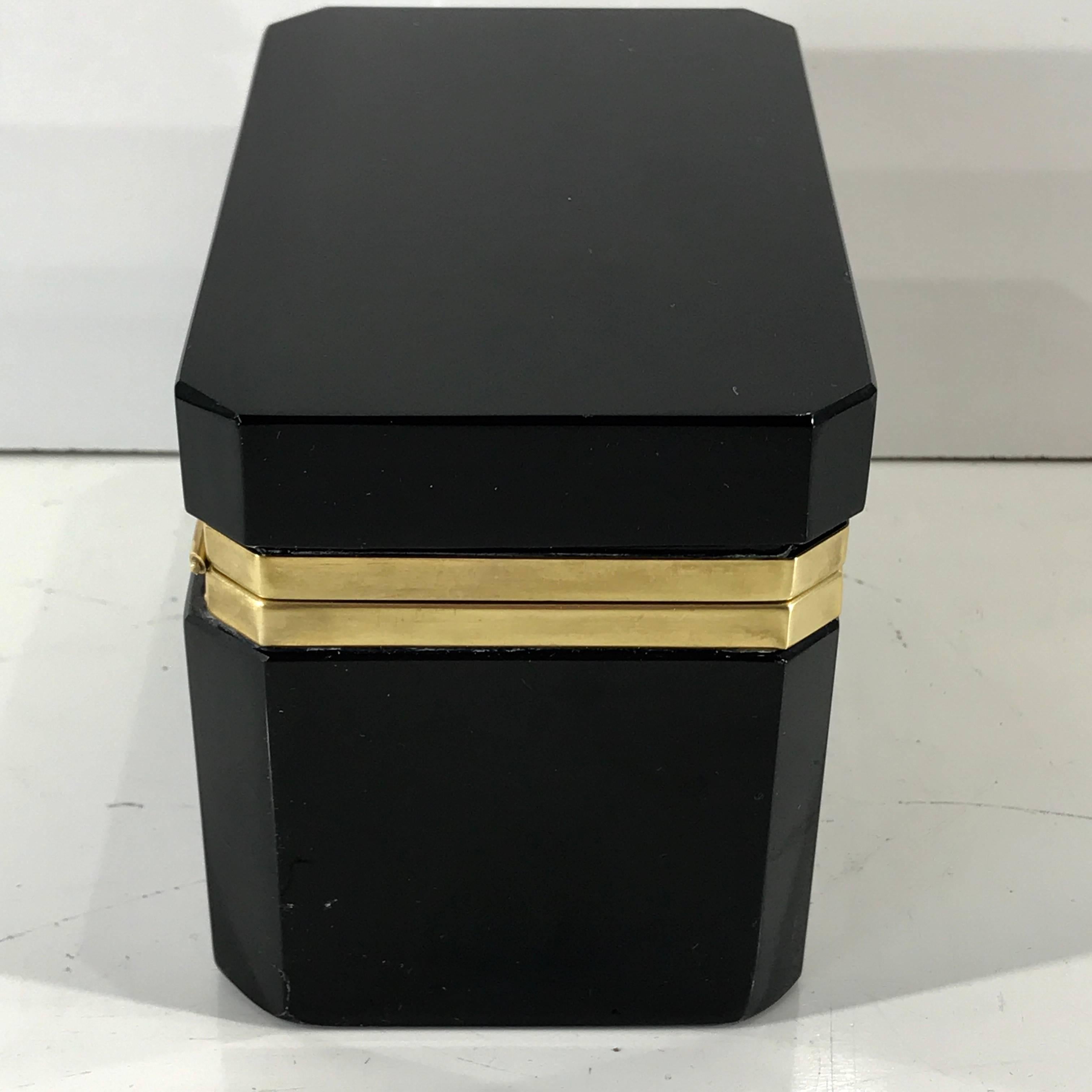 European Fine Black Opaline Bronze-Mounted Table Box, with Key For Sale