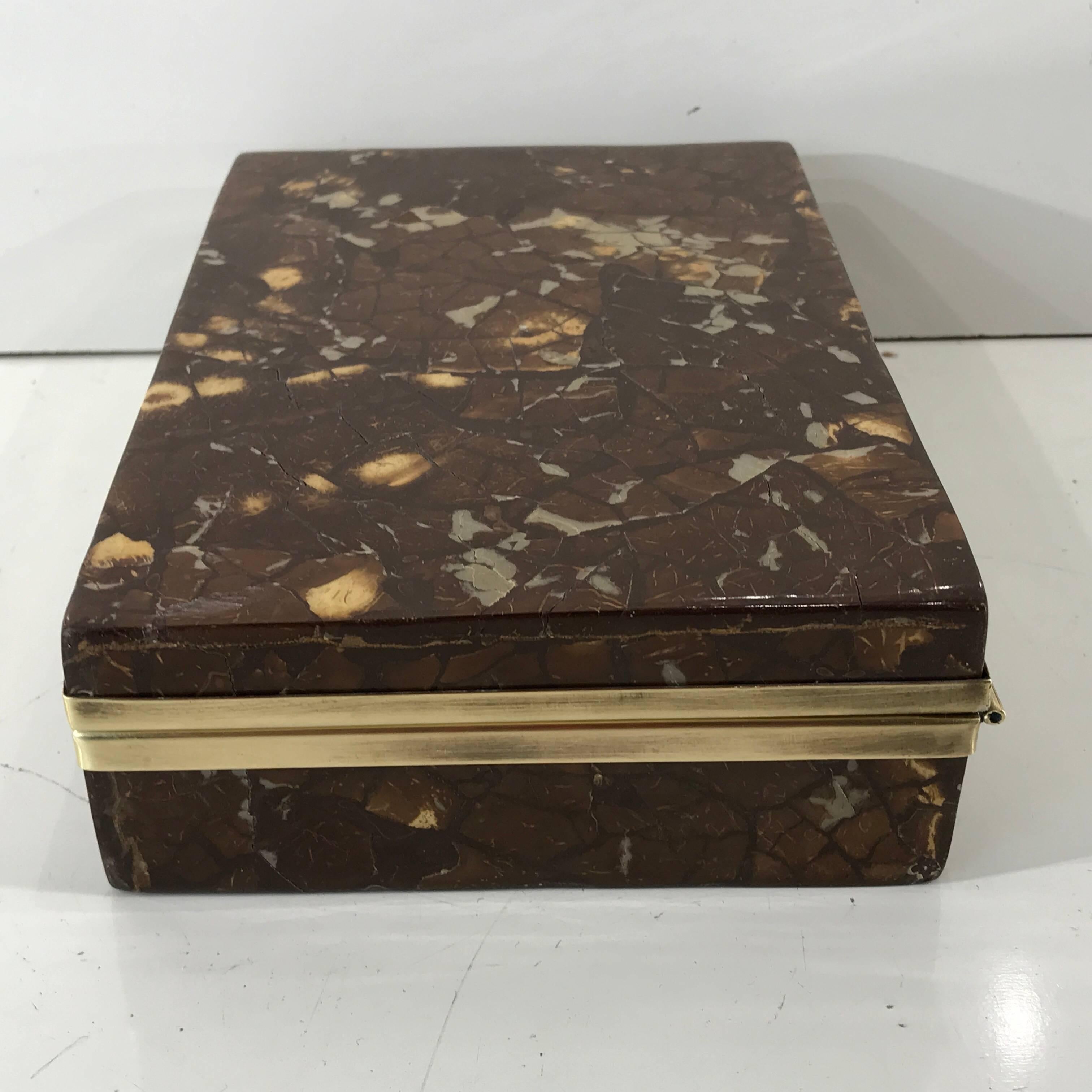 Exotic Brass-Mounted Goatskin Table Box 1
