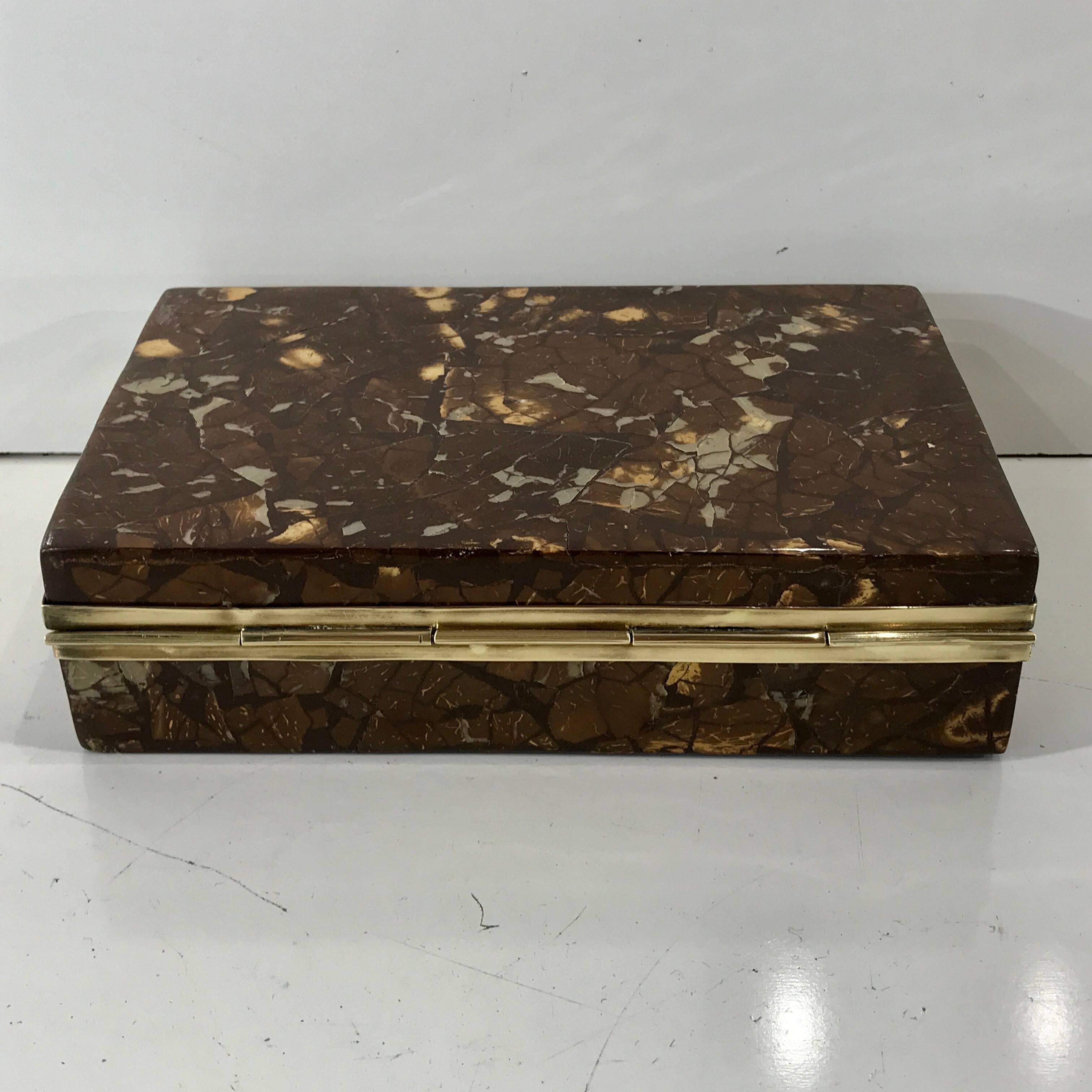 Late 20th Century Exotic Brass-Mounted Goatskin Table Box