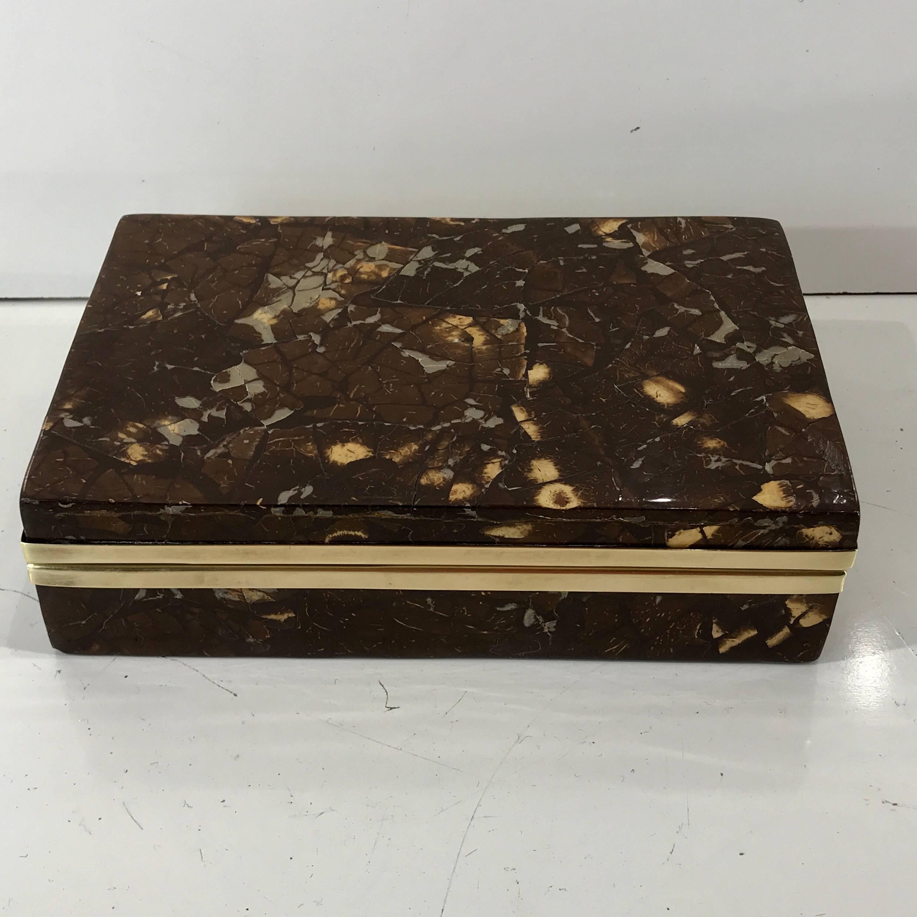 Lacquered Exotic Brass-Mounted Goatskin Table Box