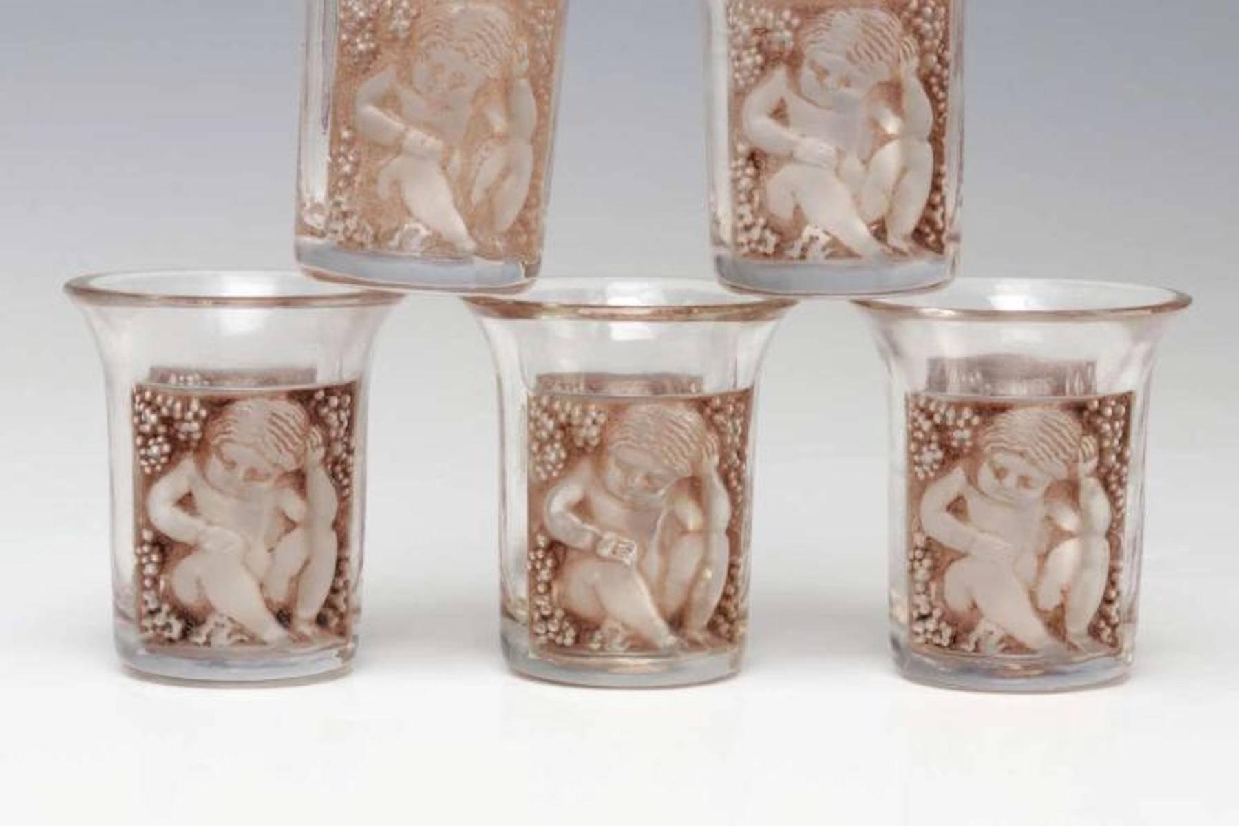 Six Lalique 'Enfants