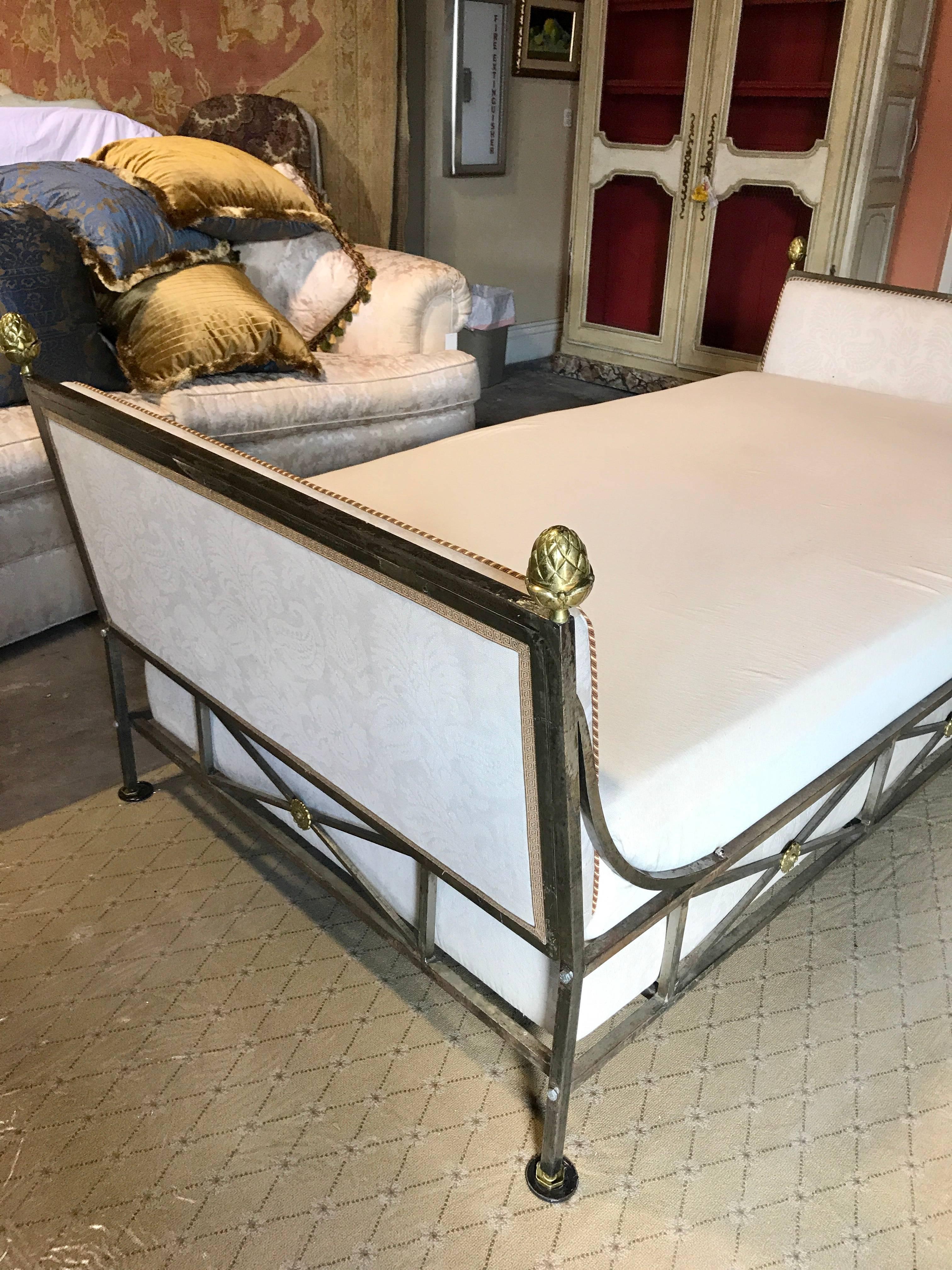 20th Century Maison Jansen Neoclassical Steel and Brass Daybed