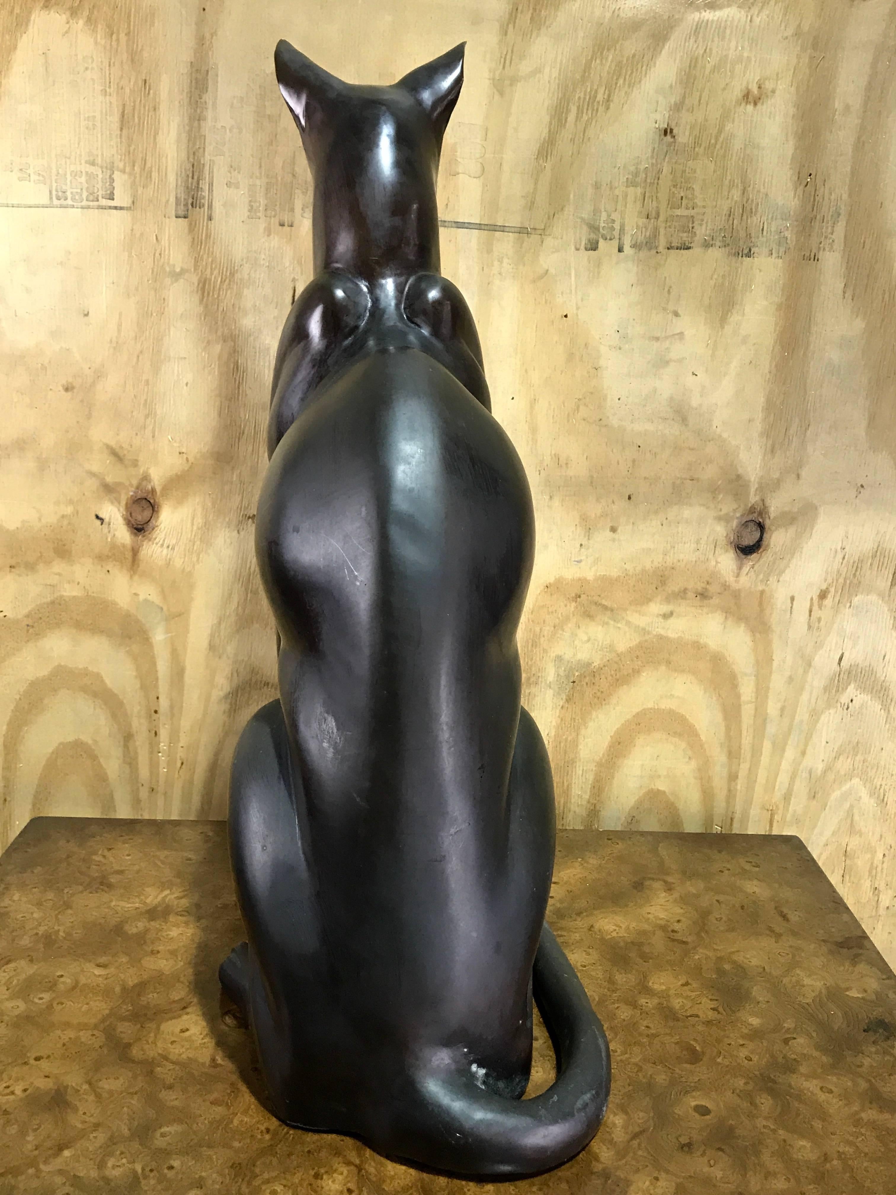 Mid-Century Modern Egyptian Style Bronze Seated Figure of a Cat