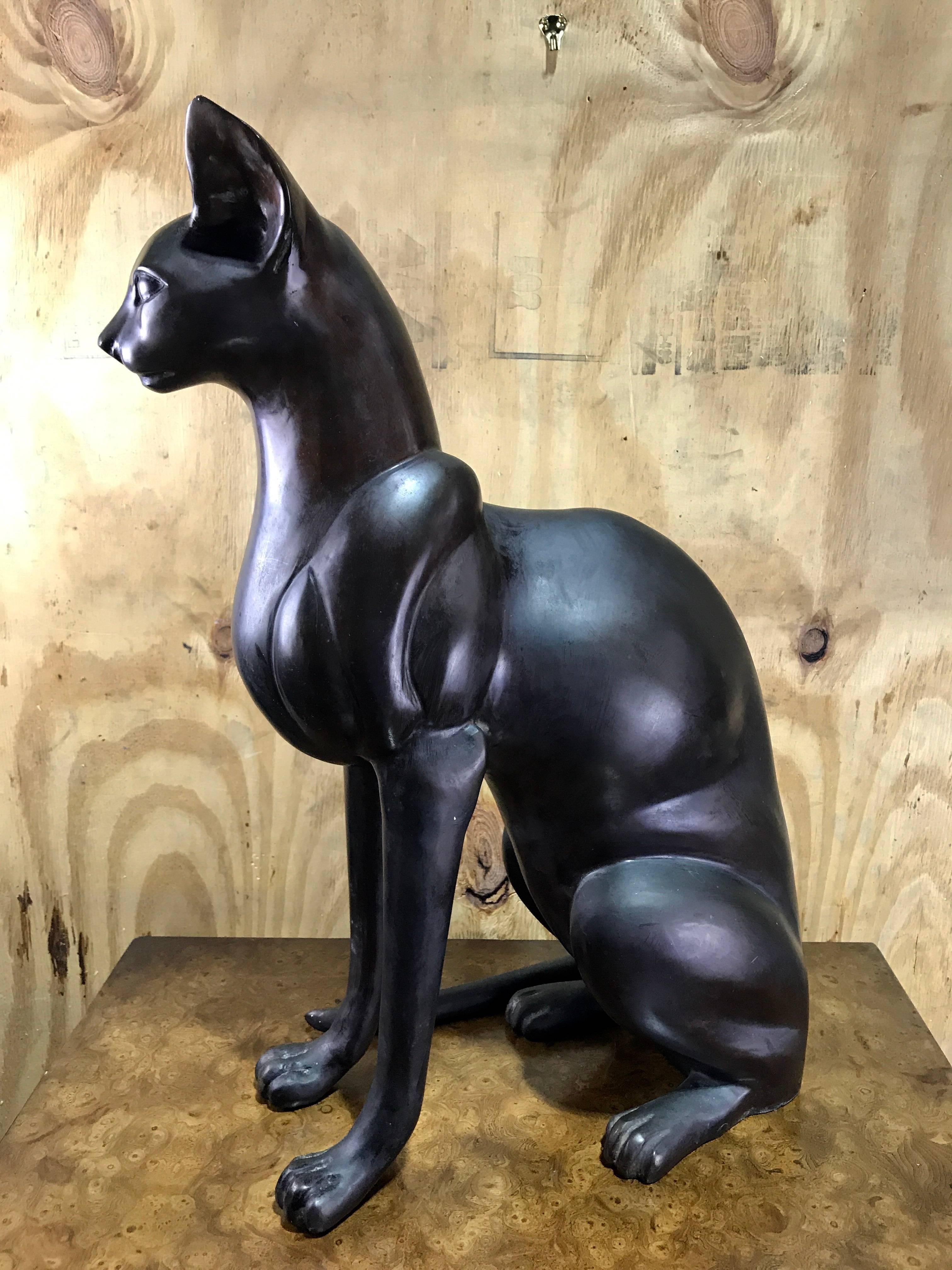 bronze cat sculpture