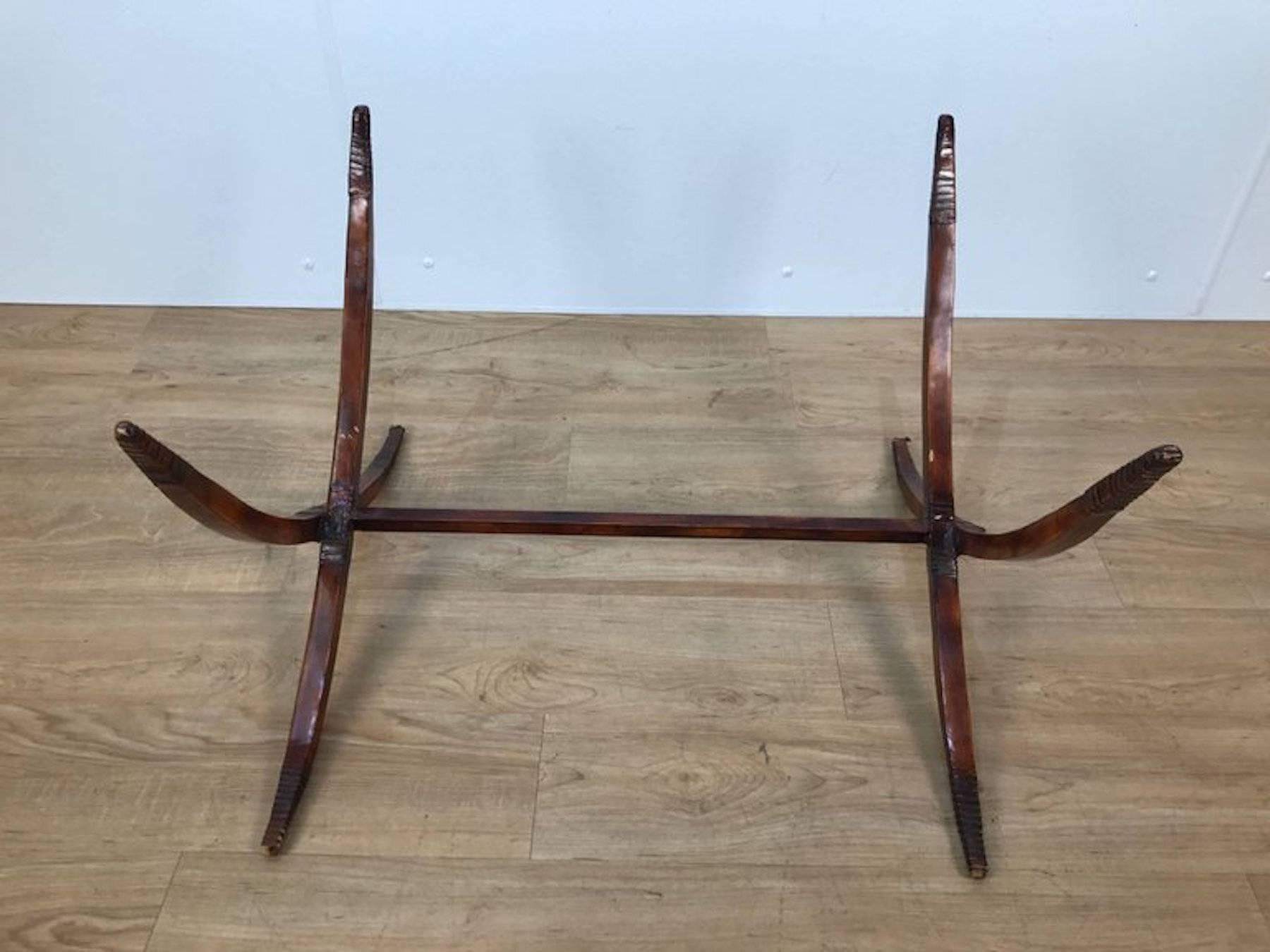 Carved Folk Art Style Canoe Wood and Iron Sculpture as a Coffee Table